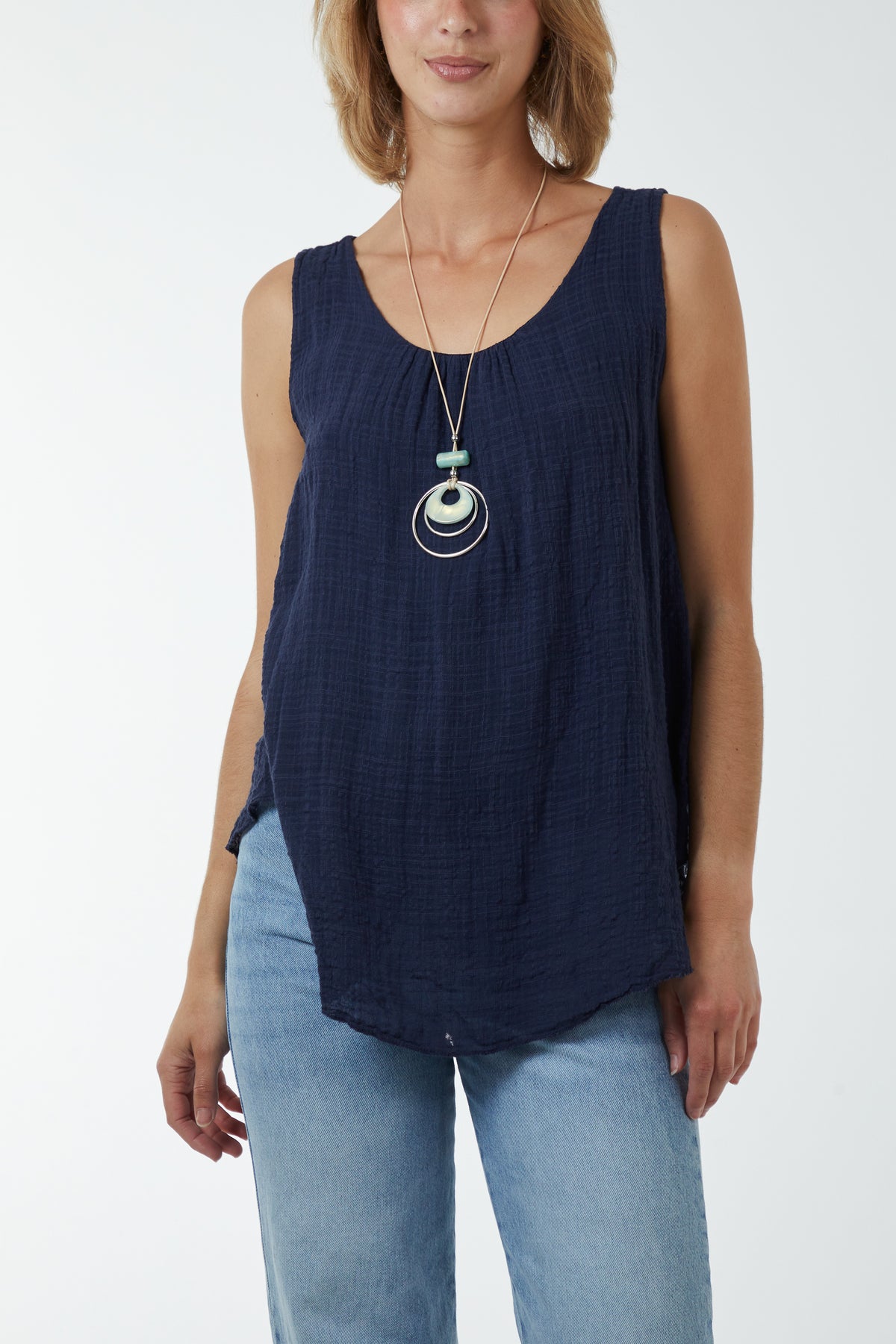 Double Layer Scoop Neck Necklace Vest