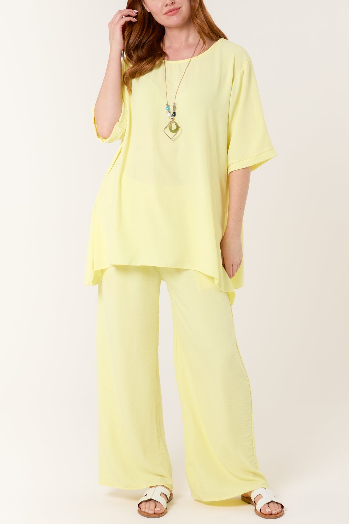 Oversized Necklace Top & Trouser Set