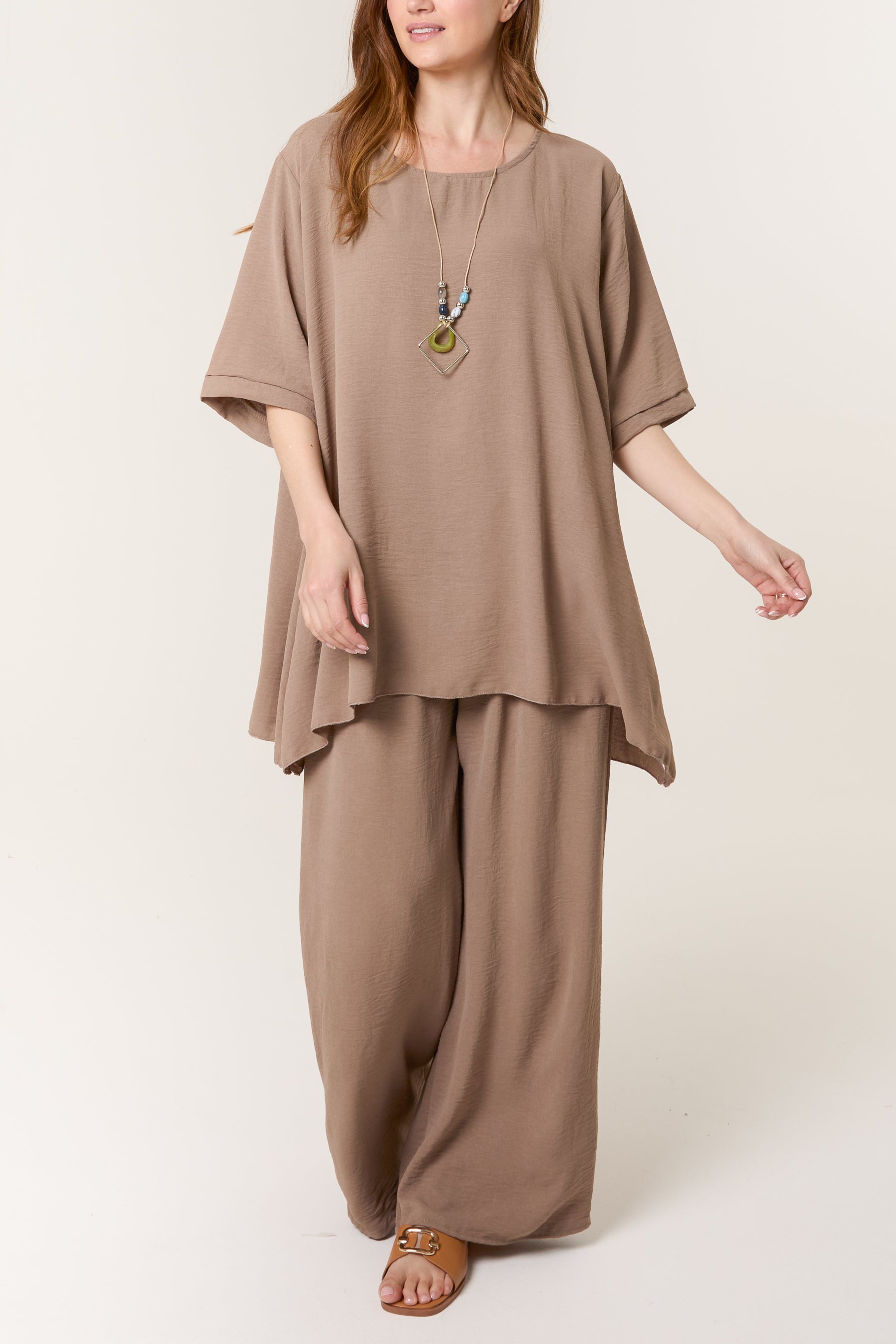 Oversized Necklace Top & Trouser Set