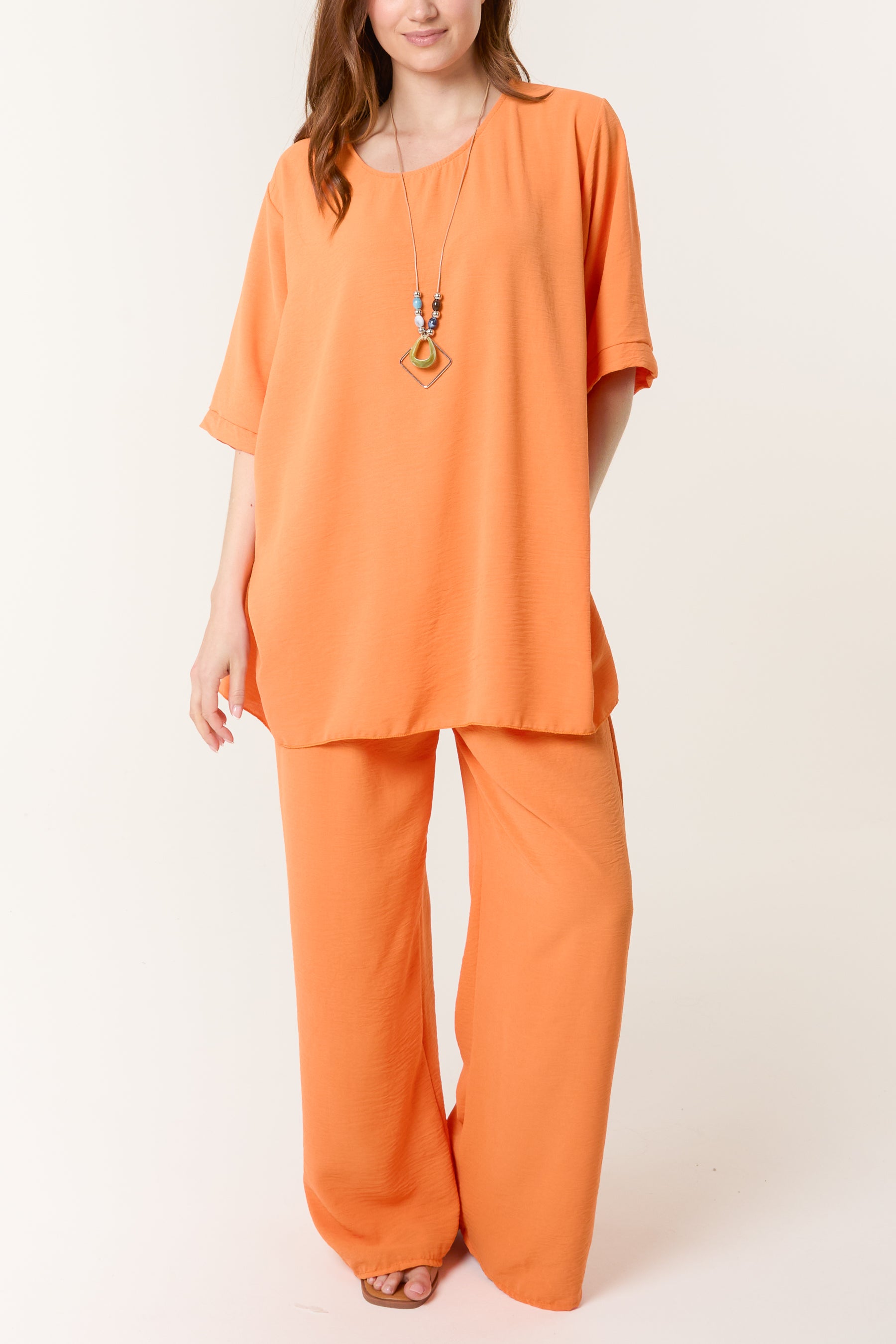 Oversized Necklace Top & Trouser Set