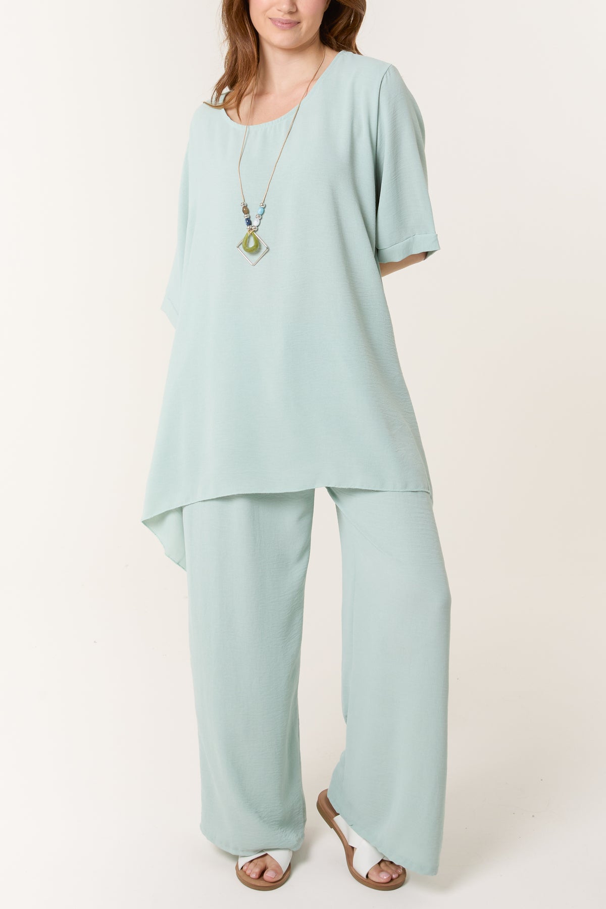 Oversized Necklace Top & Trouser Set