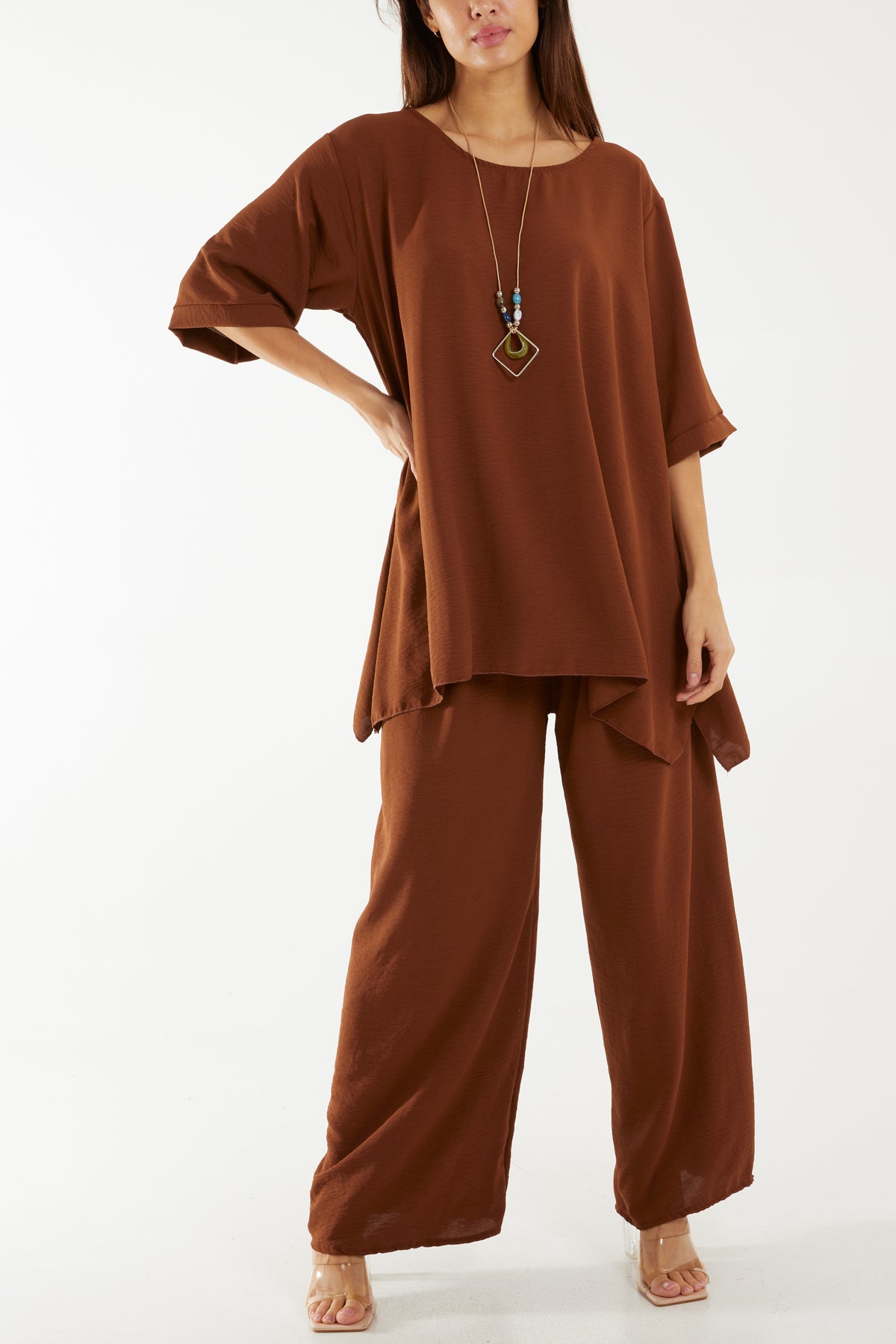 Oversized Necklace Top & Trouser Set