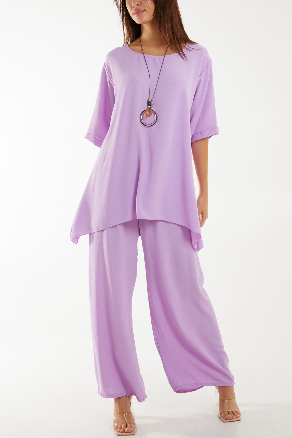 Oversized Necklace Top & Trouser Set