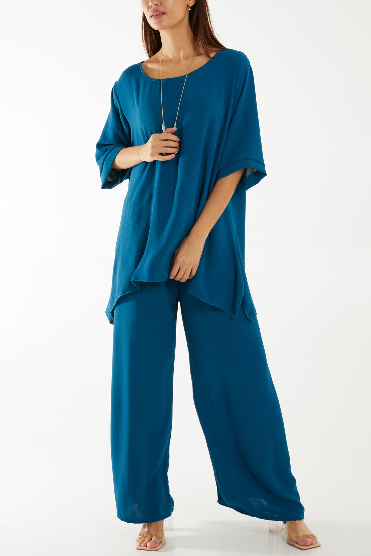 Oversized Necklace Top & Trouser Set