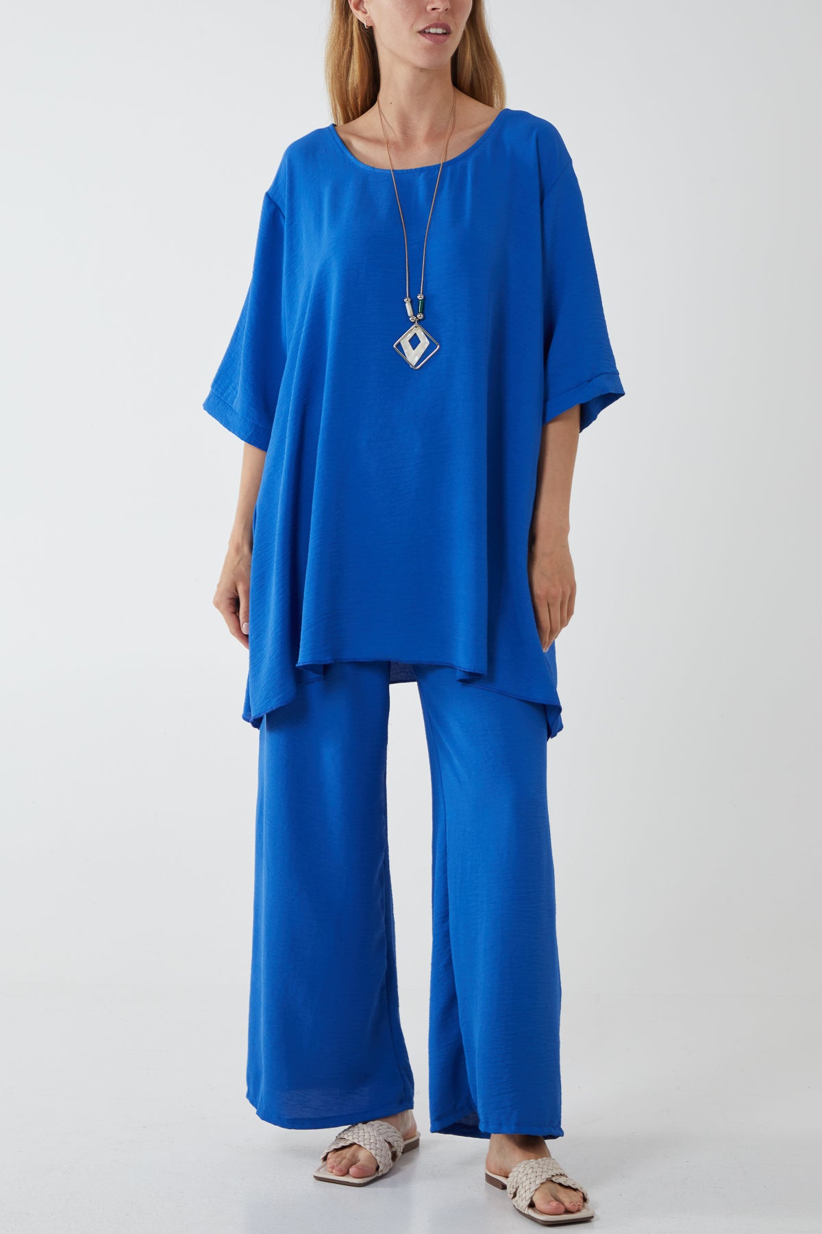 Oversized Necklace Top & Trouser Set