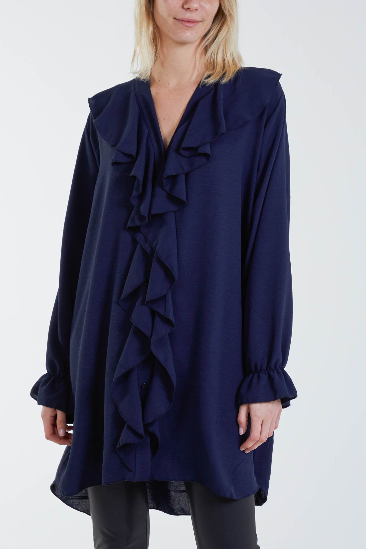 Flounce Poly Crepe Oversized Shirt
