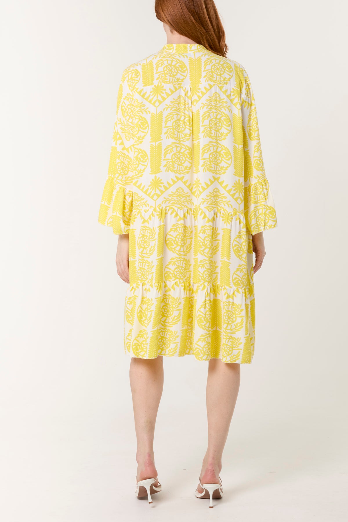 Tiered Baroque Floral Smock Print Dress