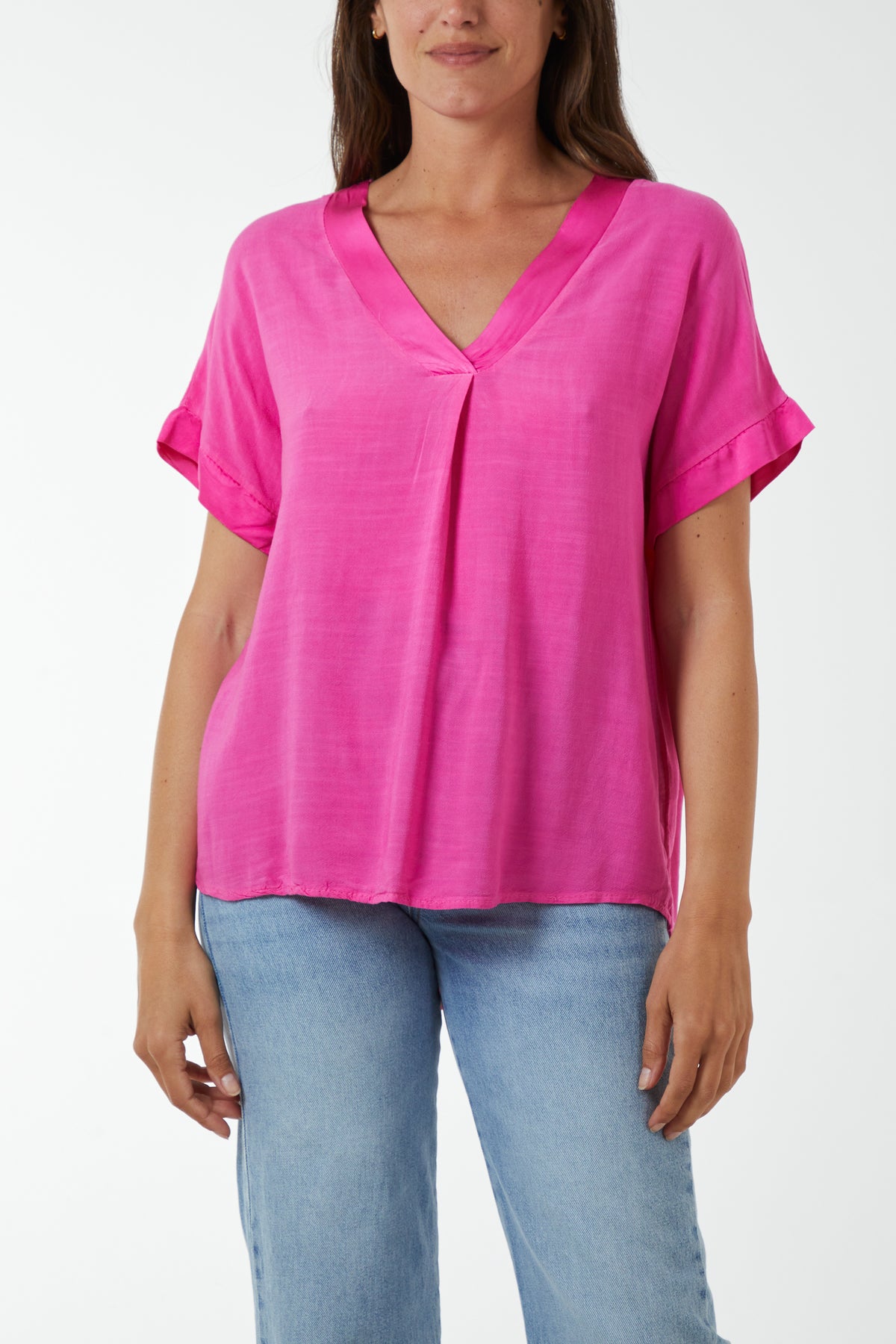 V-Neck Short Sleeve Blouse
