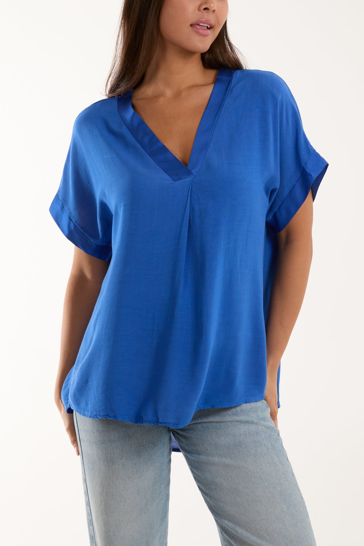 V-Neck Short Sleeve Blouse
