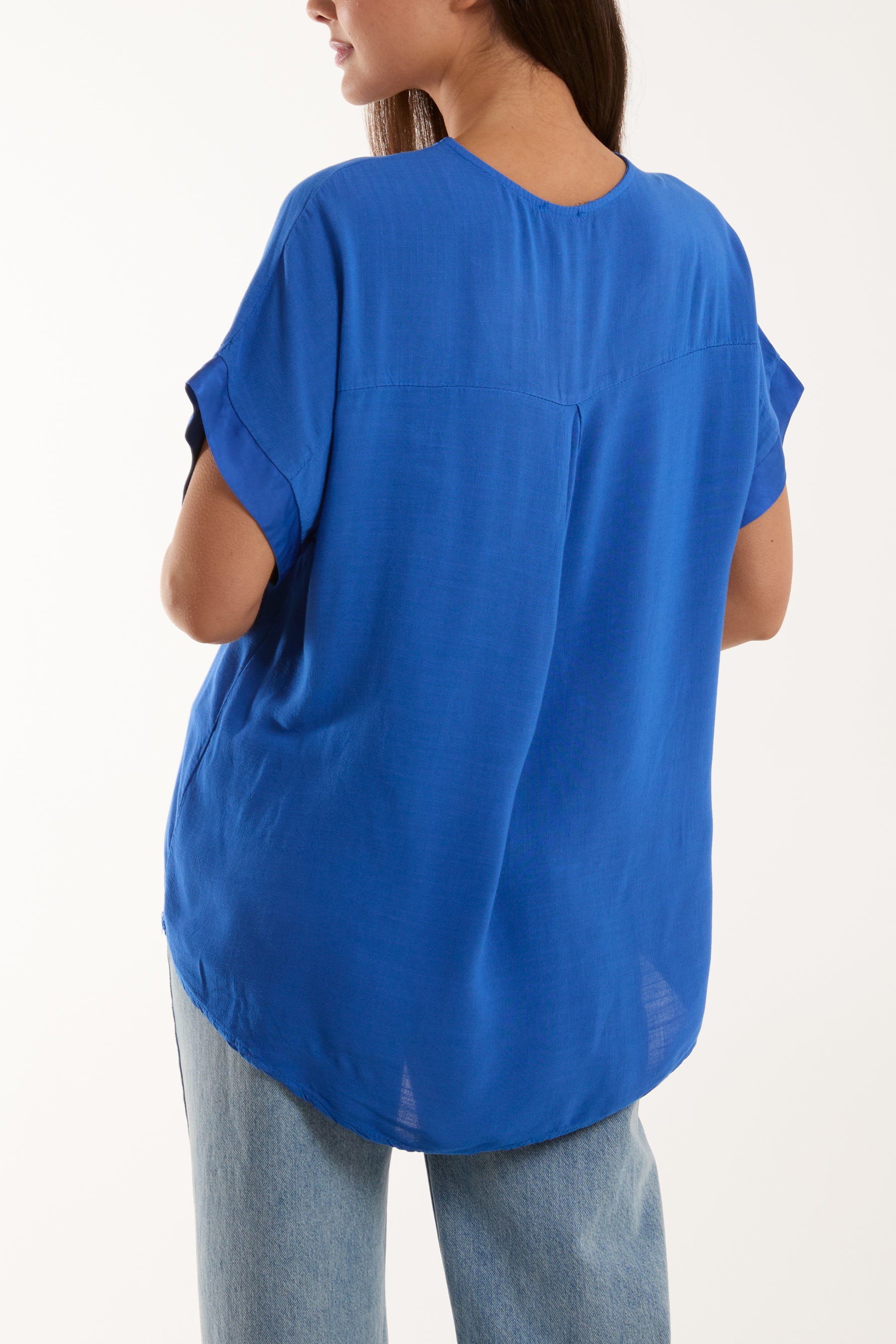 V-Neck Short Sleeve Blouse