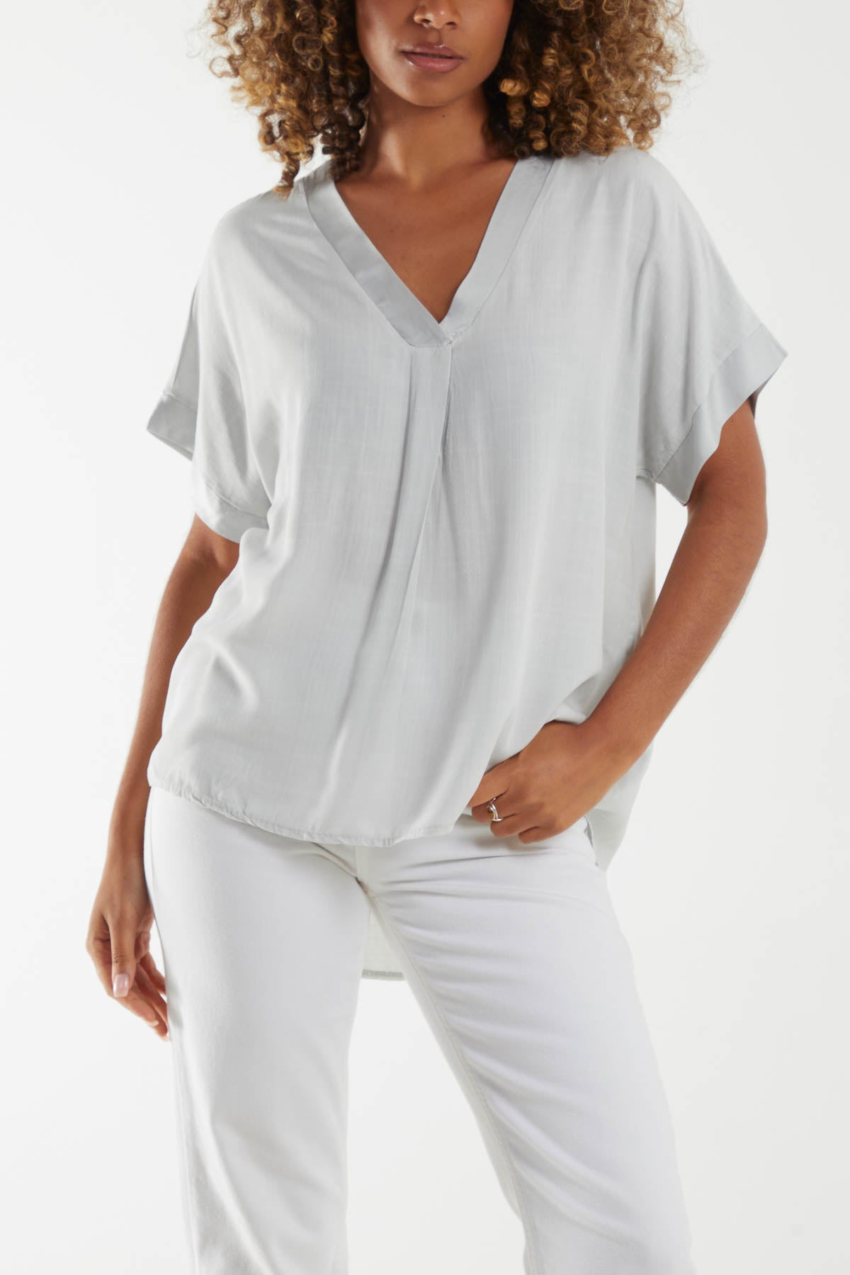 V-Neck Short Sleeve Blouse