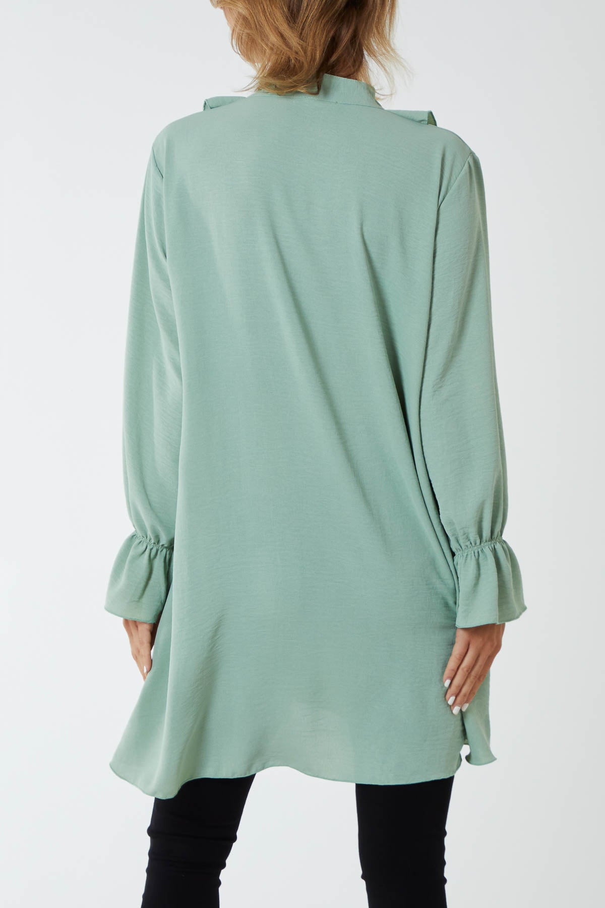 Ruffle Neck Tunic Dress