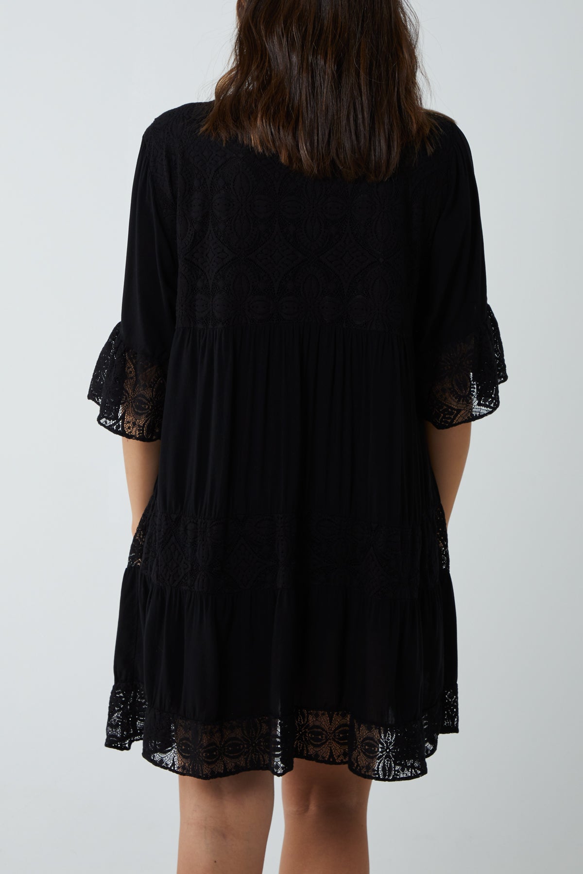 Lace Tiered Smock Dress