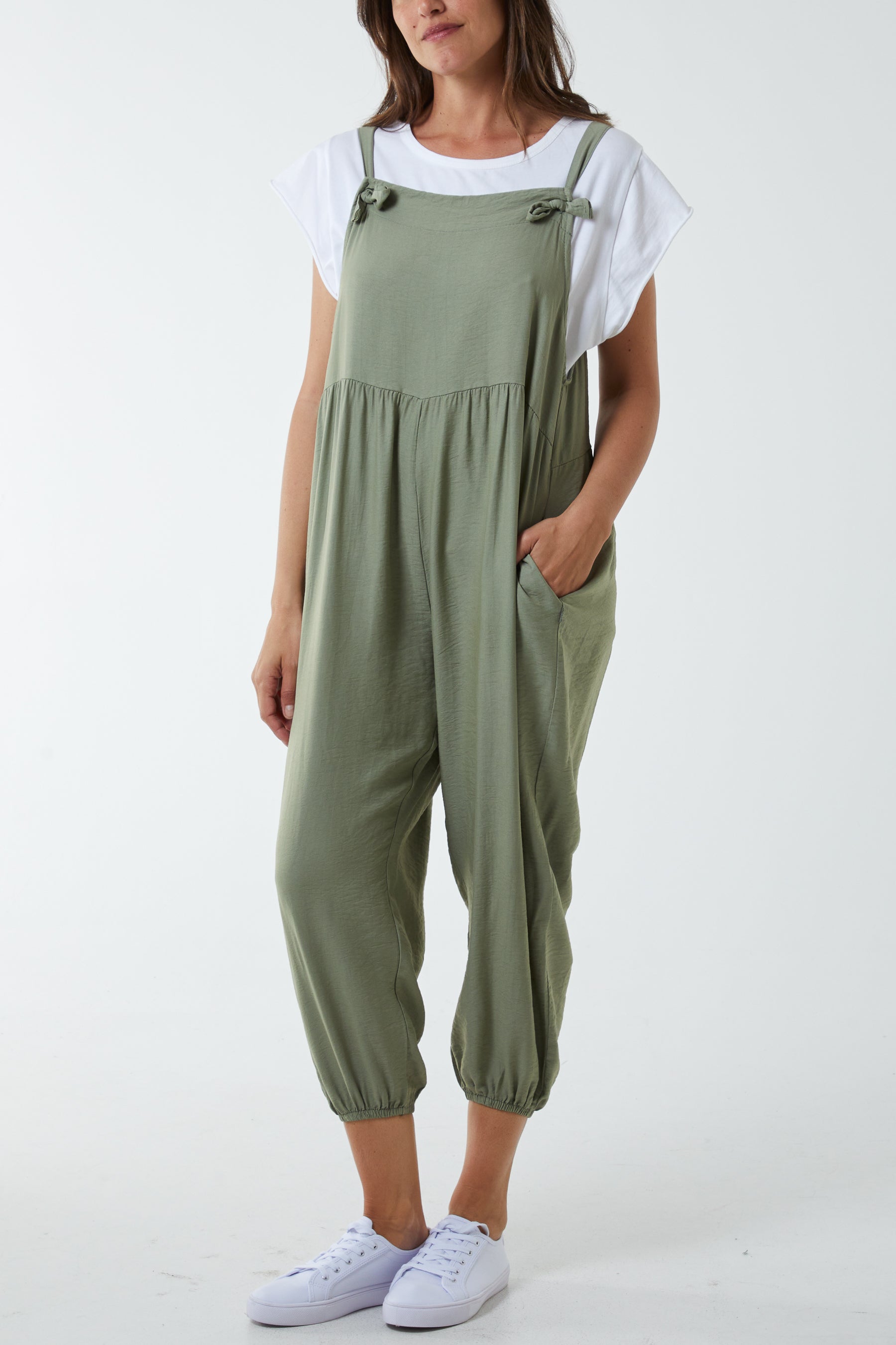 Pocket Crepe Satin Dungarees
