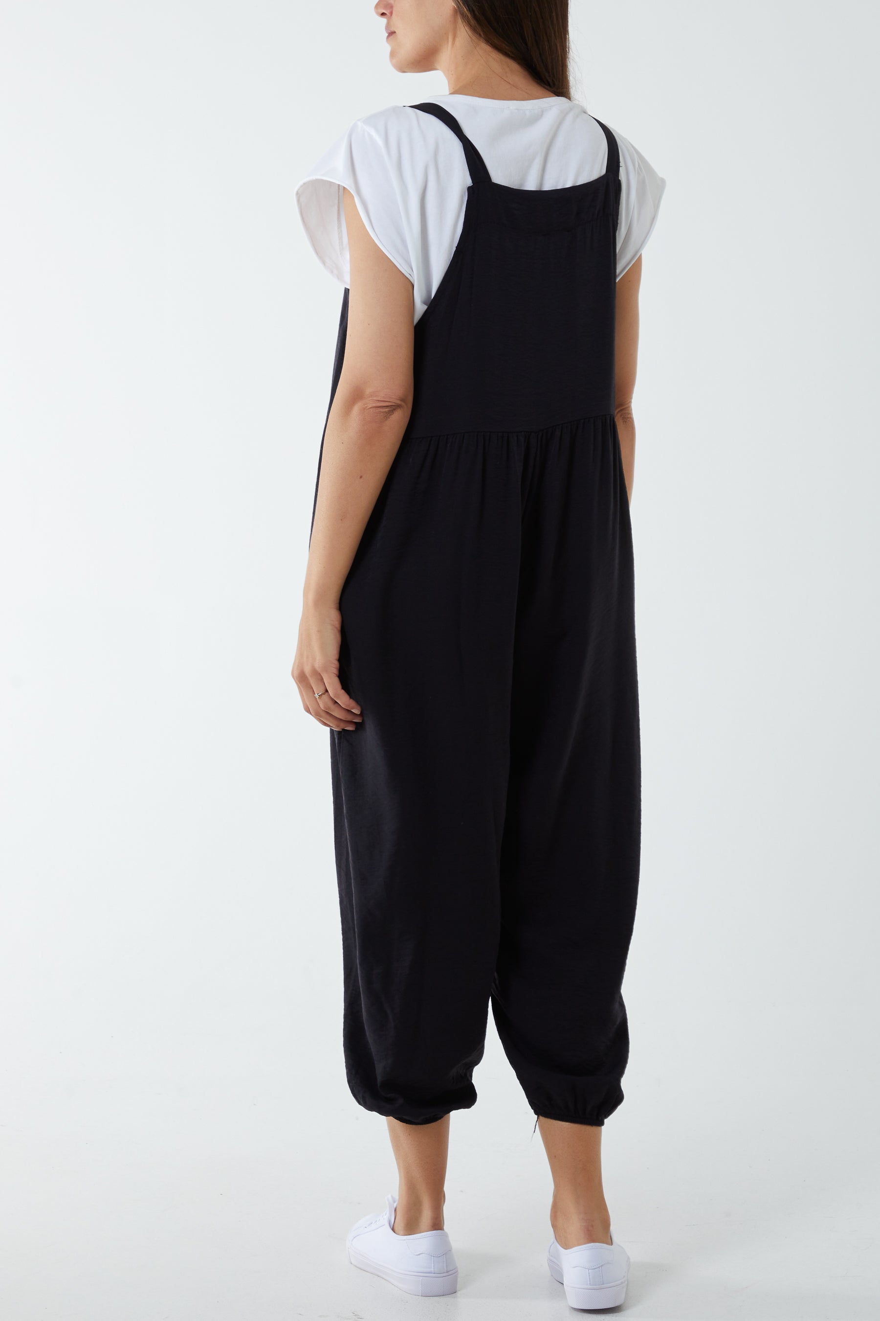 Pocket Crepe Satin Dungarees