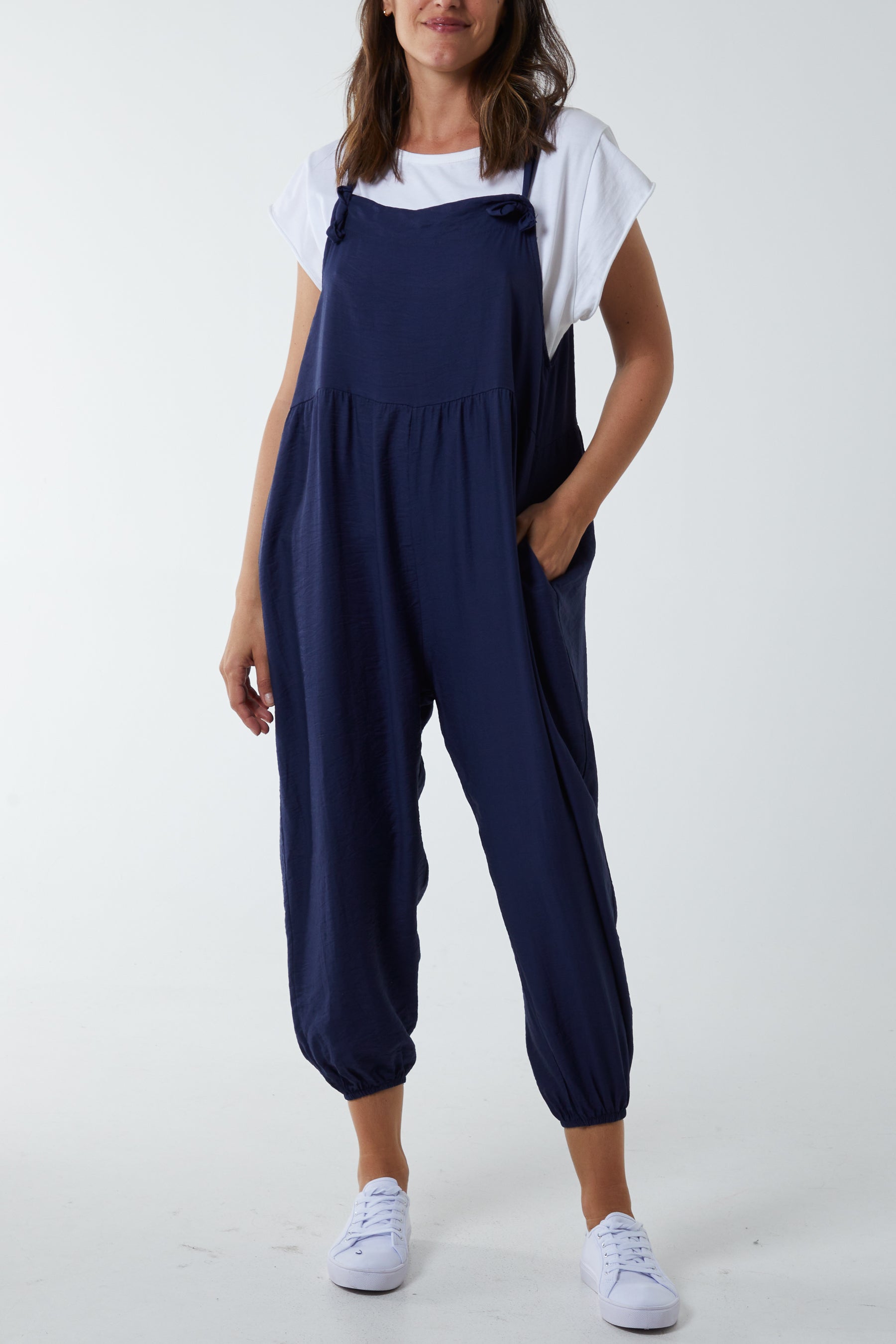 Pocket Crepe Satin Dungarees
