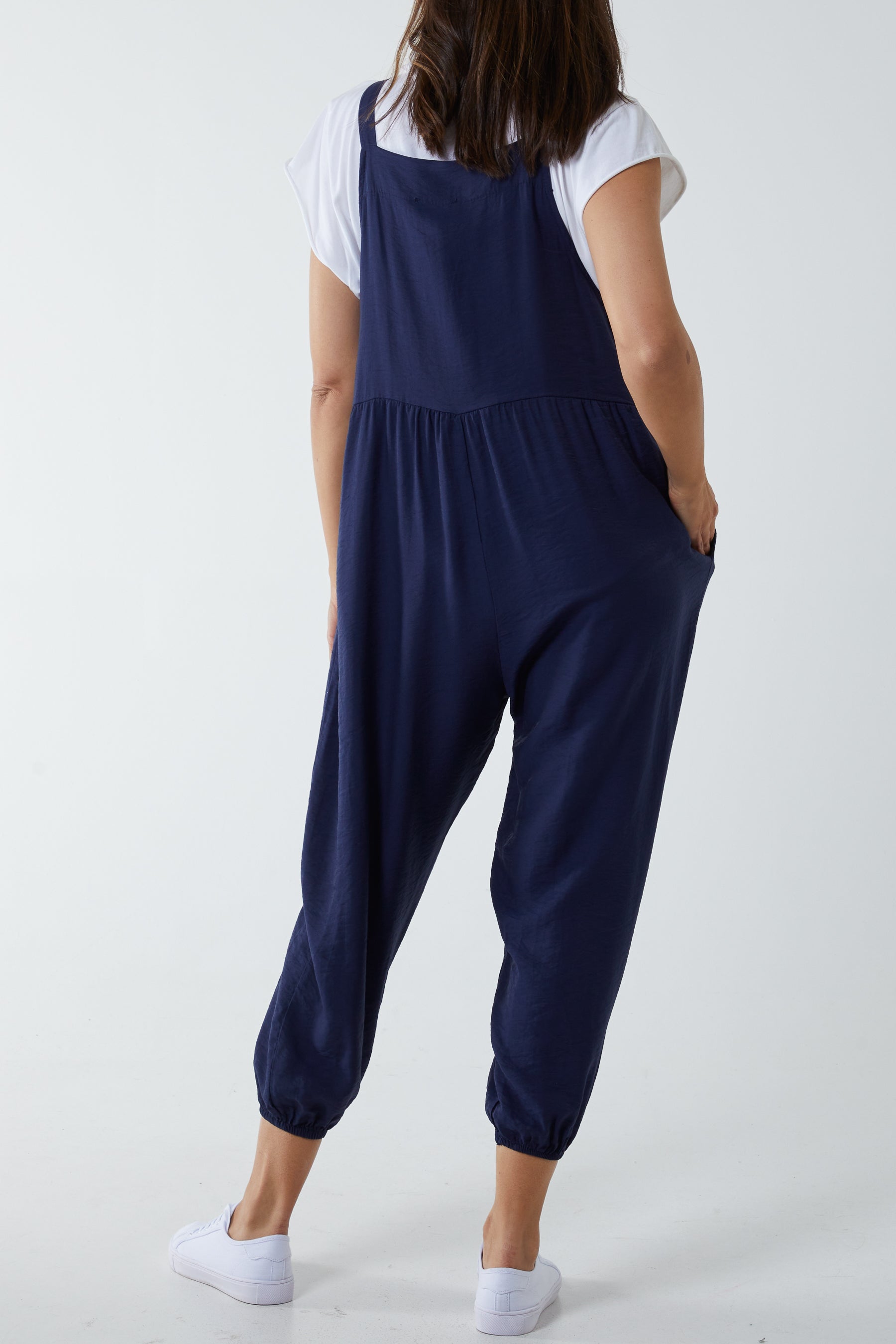Pocket Crepe Satin Dungarees
