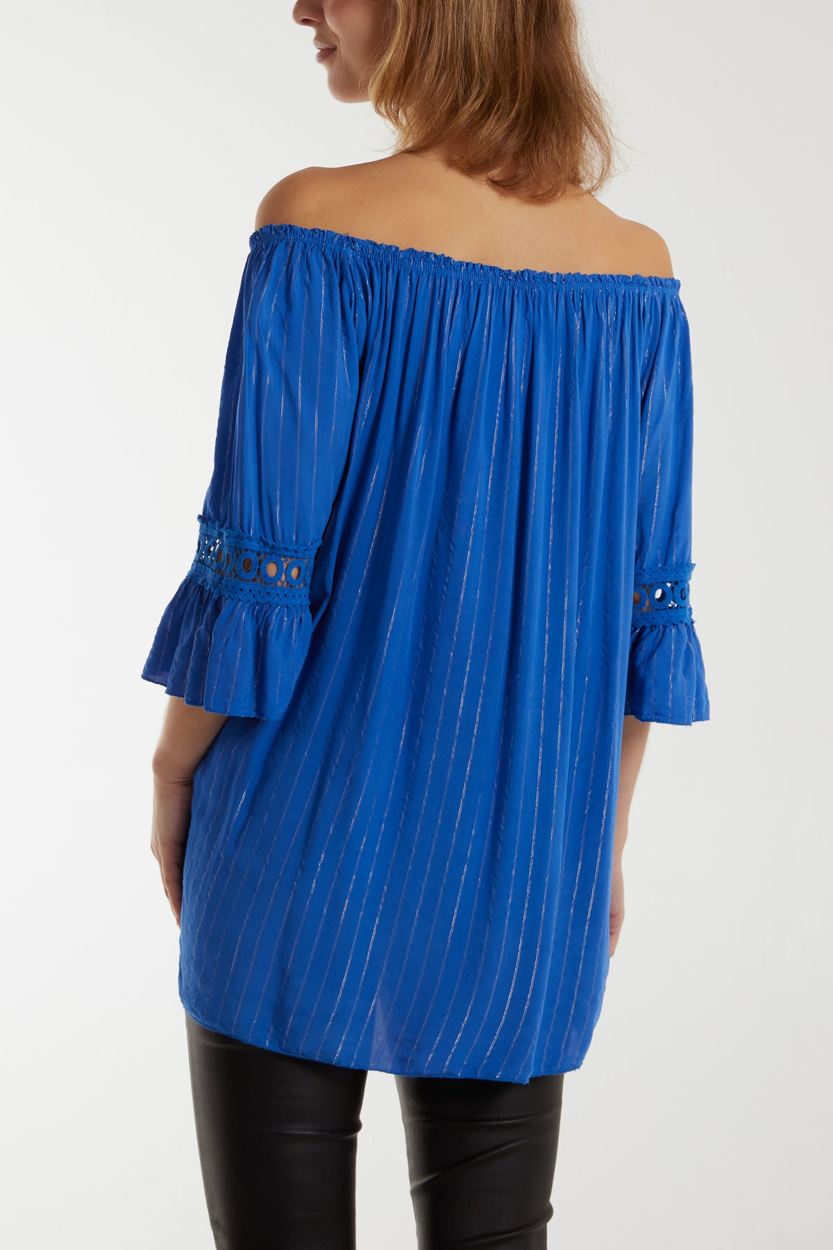 Metallic Stripe Bardot Top