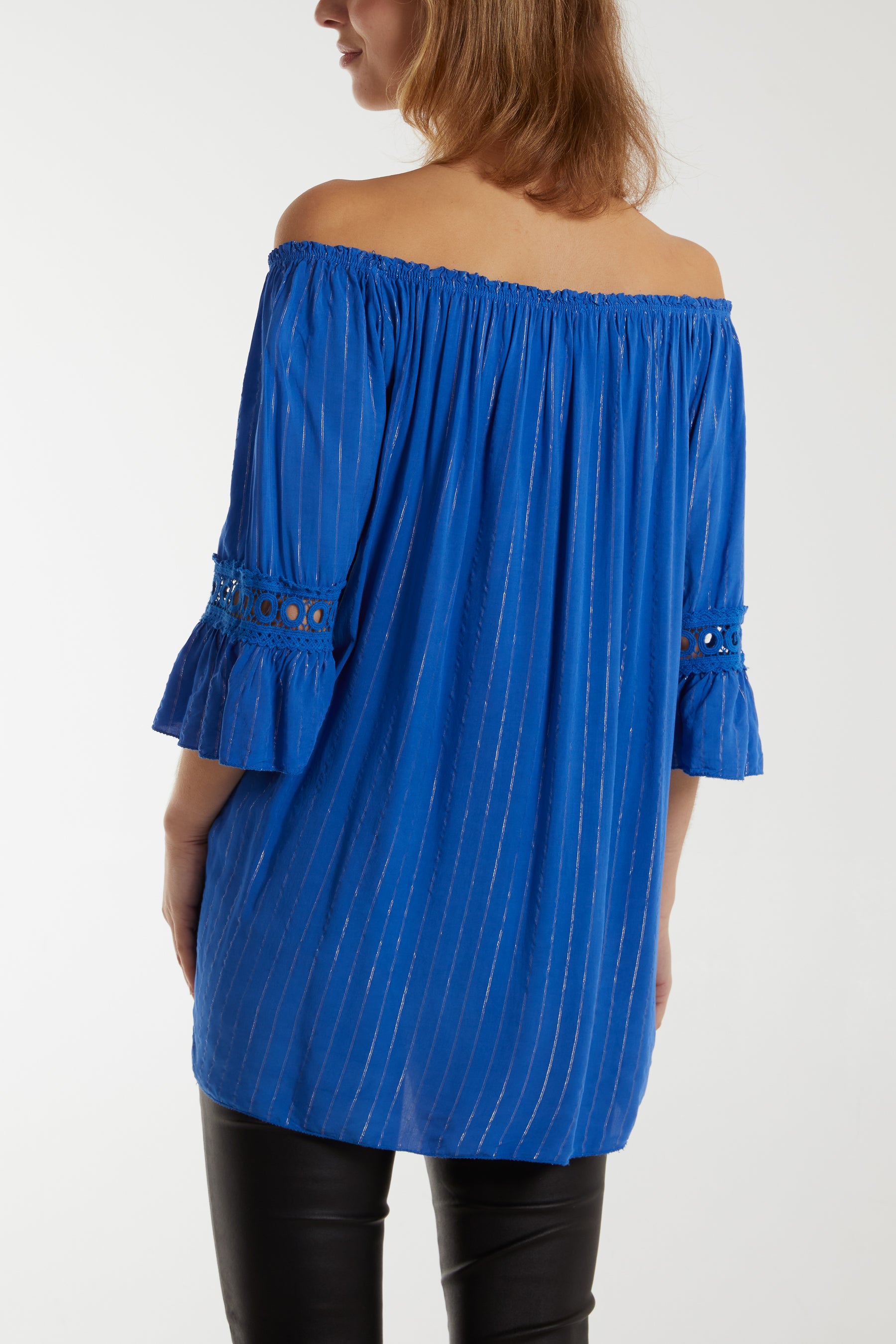 Metallic Stripe Bardot Top