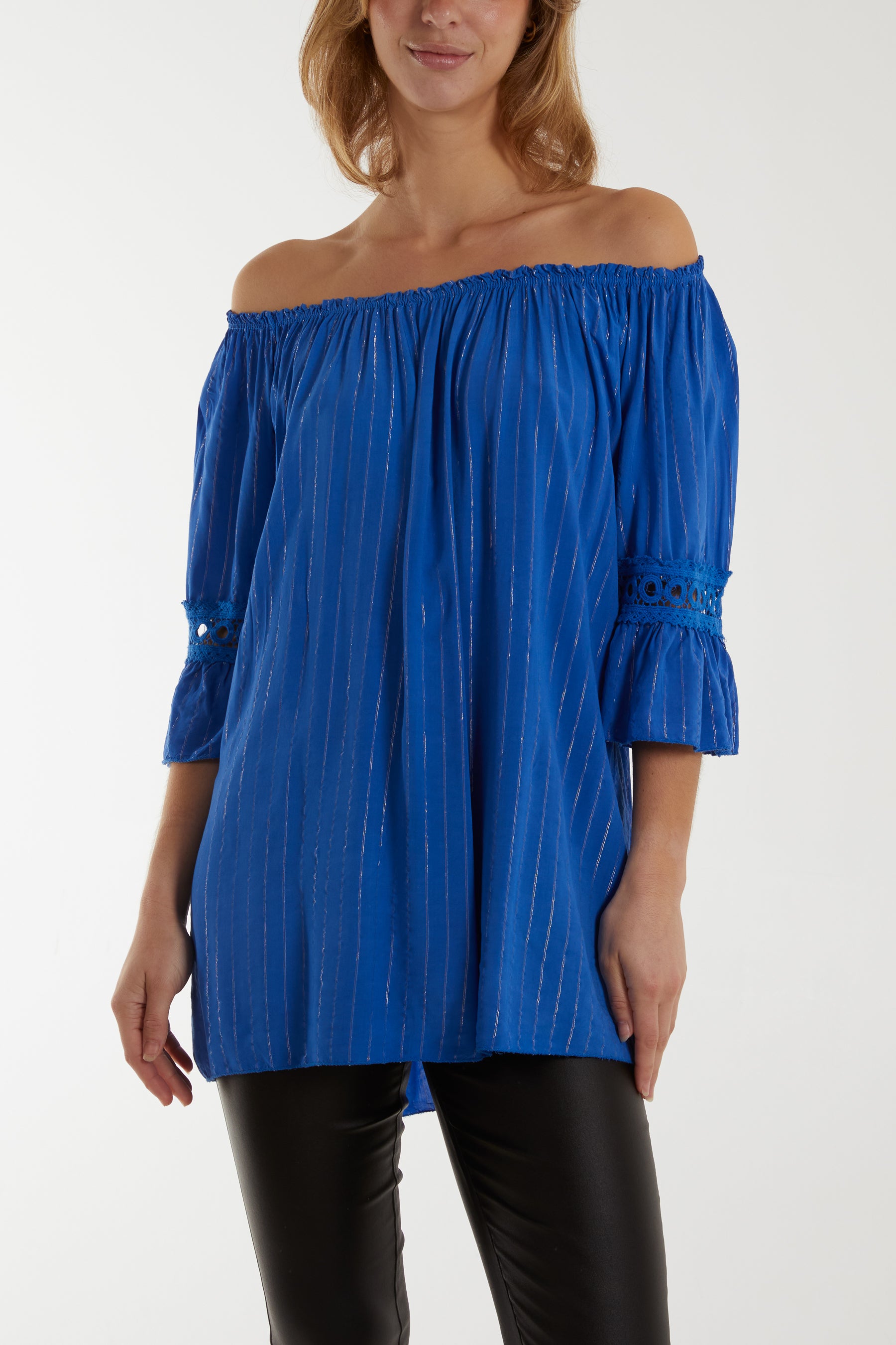 Metallic Stripe Bardot Top