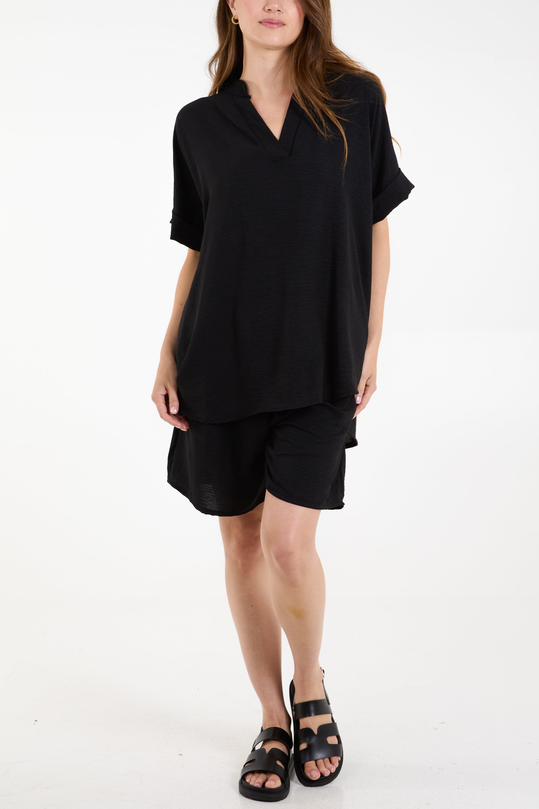 V-Neck Top and Shorts Co-Ord Set
