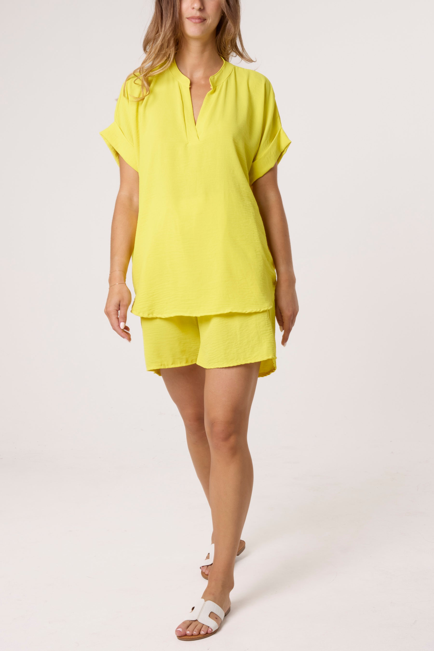 V-Neck Top and Shorts Co-Ord Set