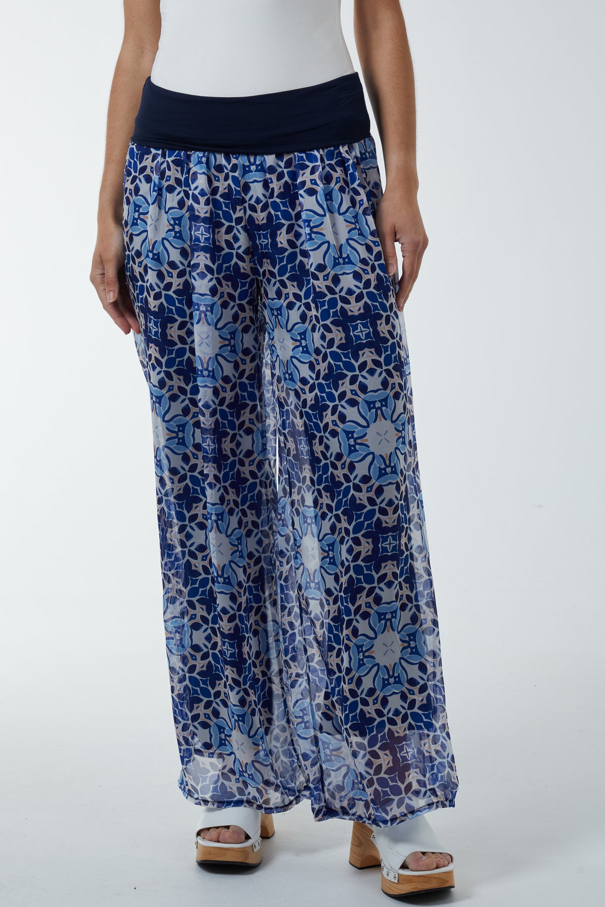 Mosaic Print Sheer Trousers