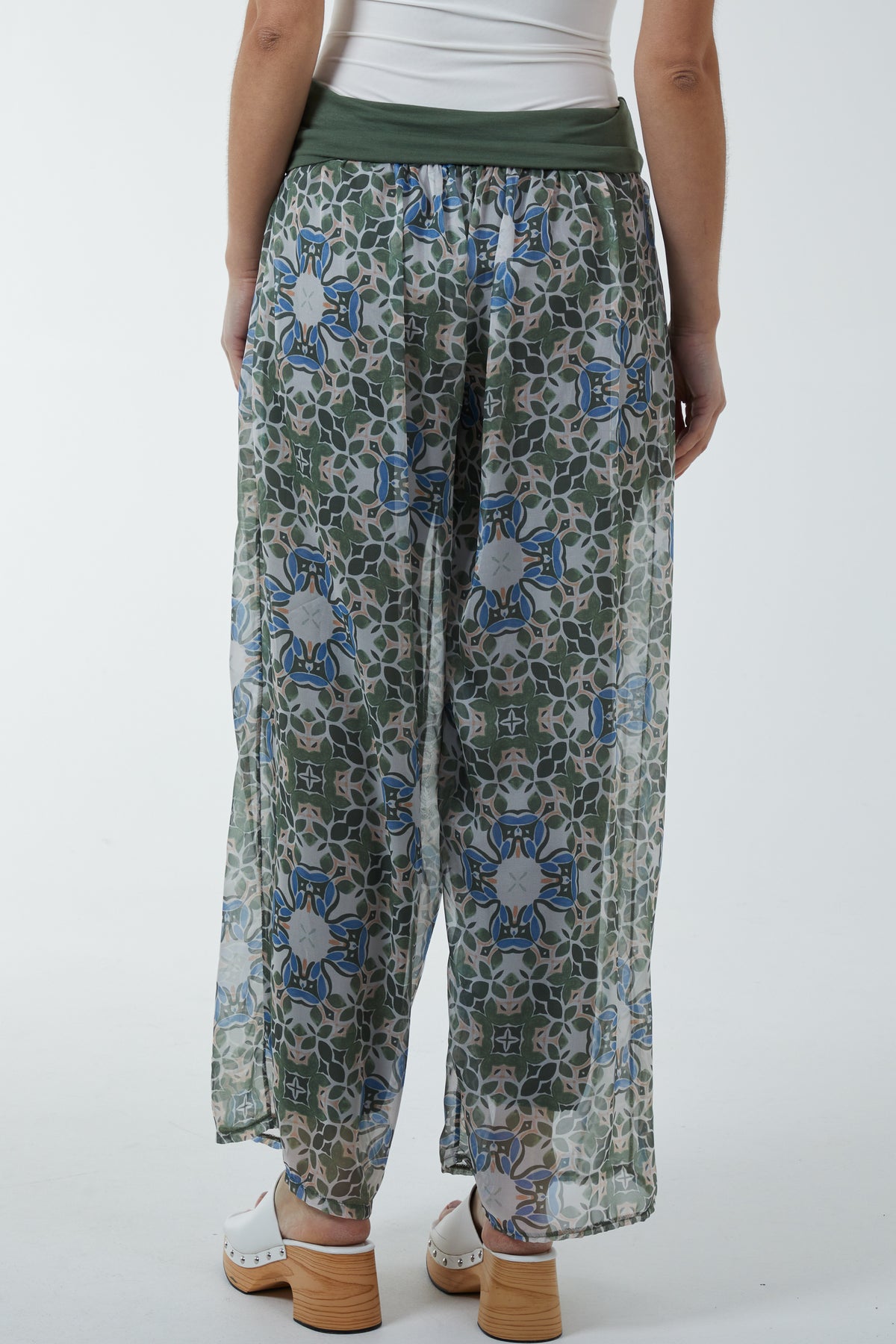Mosaic Print Sheer Trousers