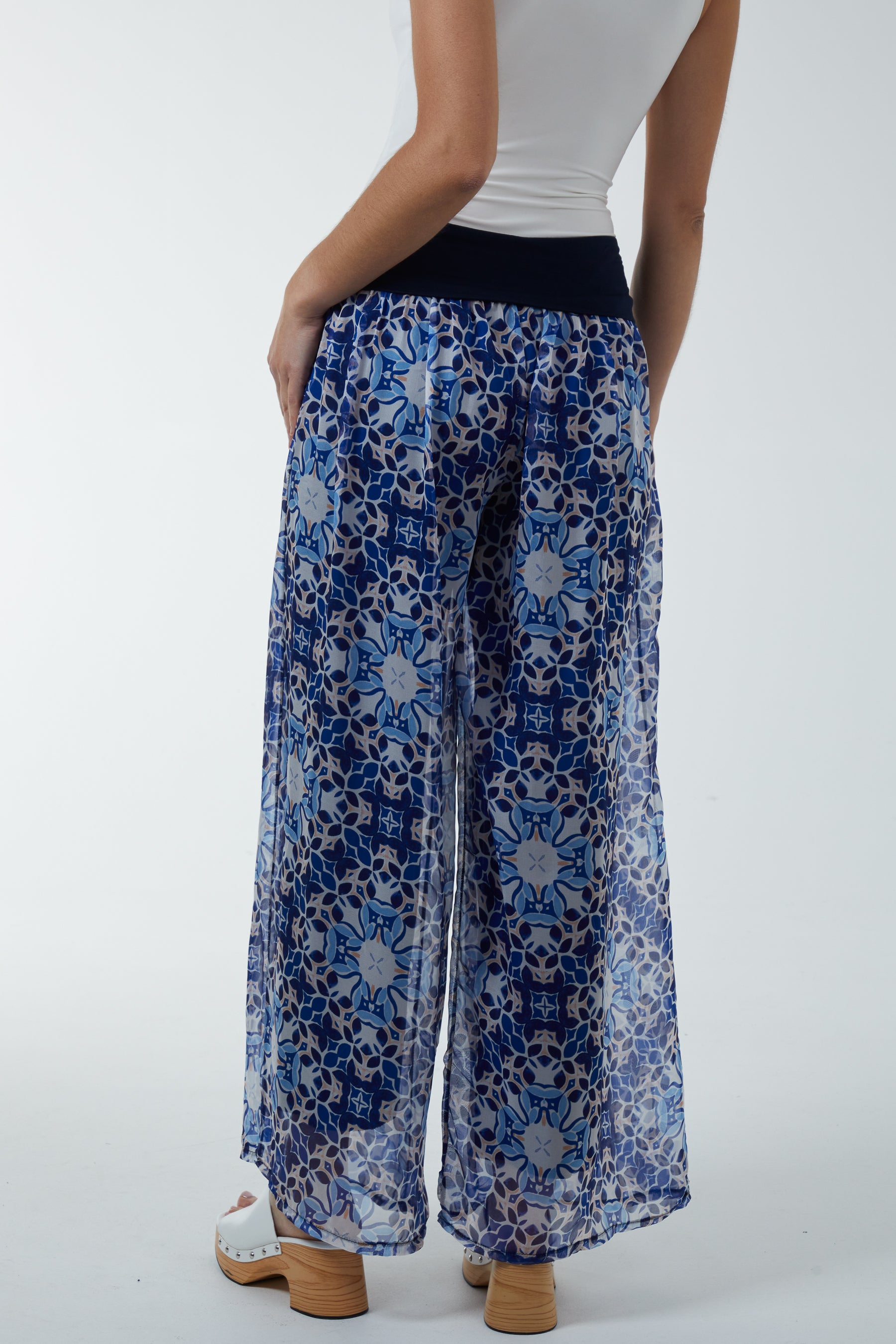 Mosaic Print Sheer Trousers