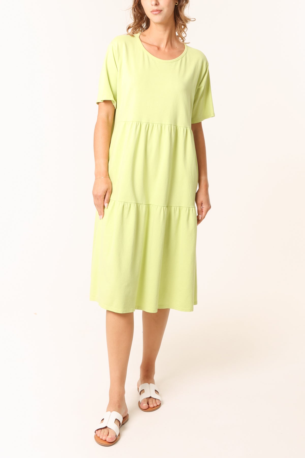 Tiered Midi Smock Dress