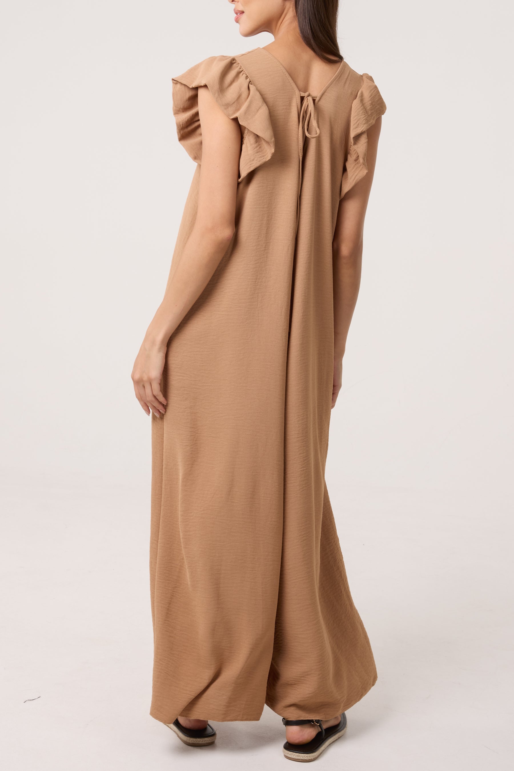 Ruffle Sleeve Wide Leg Jumpsuit