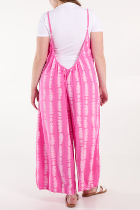 Adjustable Strap Relaxed Fit Tie Dye Jumpsuit