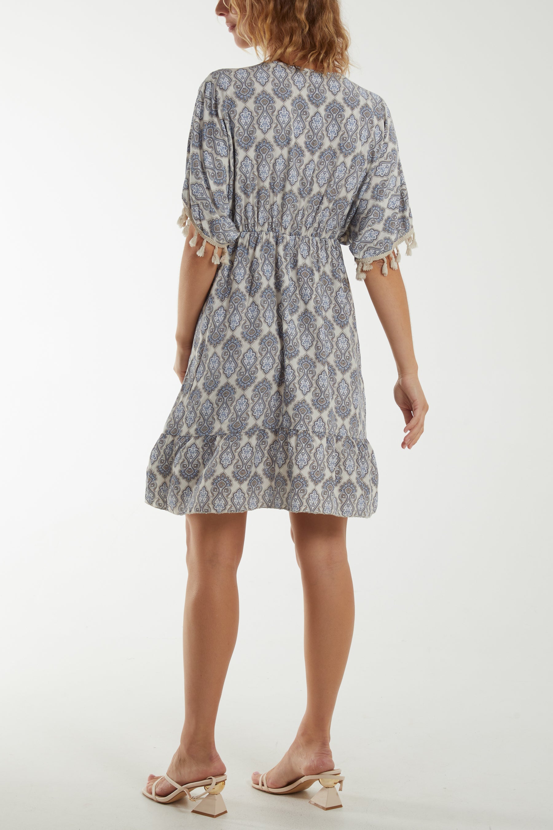 Morrocan Print Tassel Dress