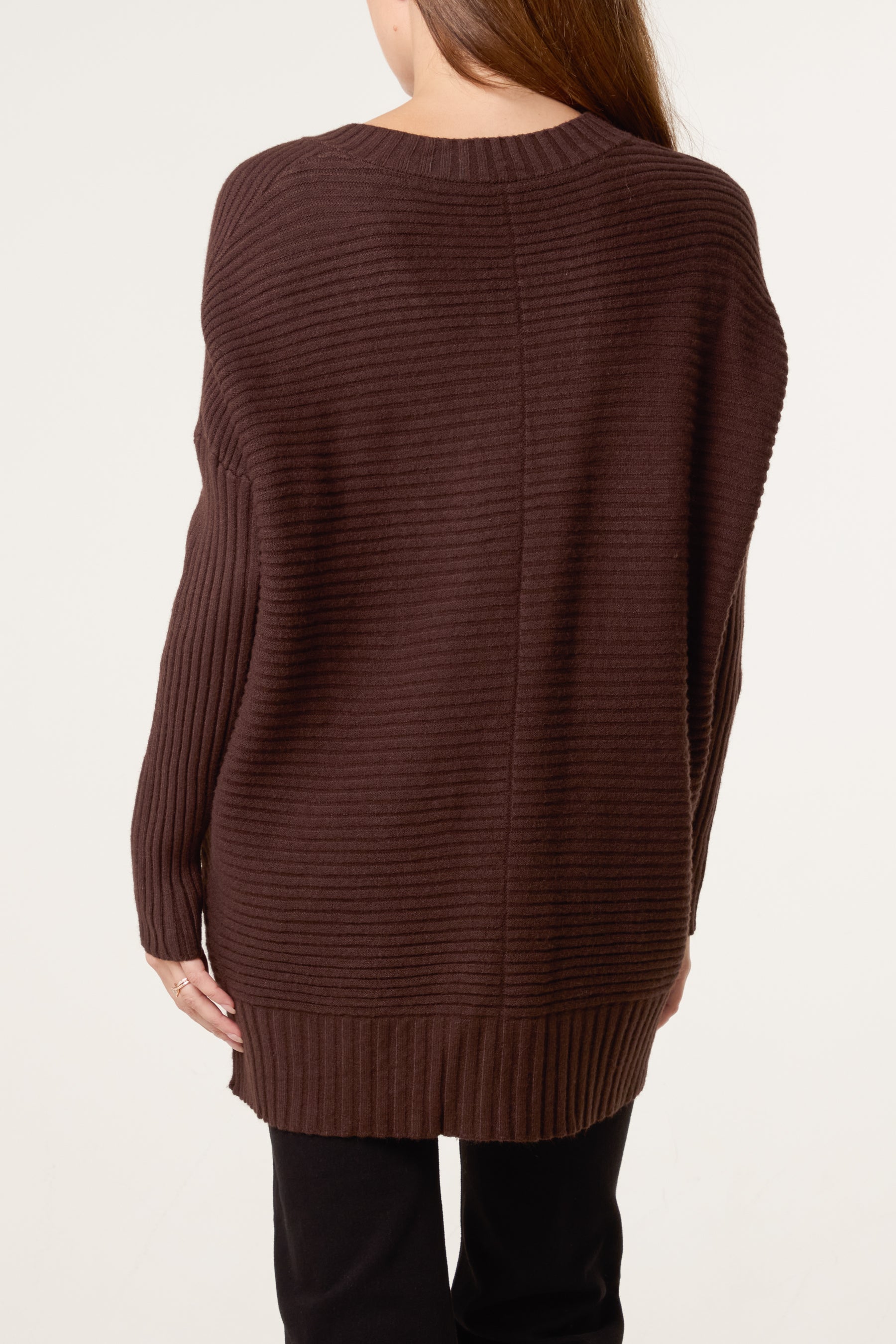 Ribbed Relax Fit V-Neck Jumper