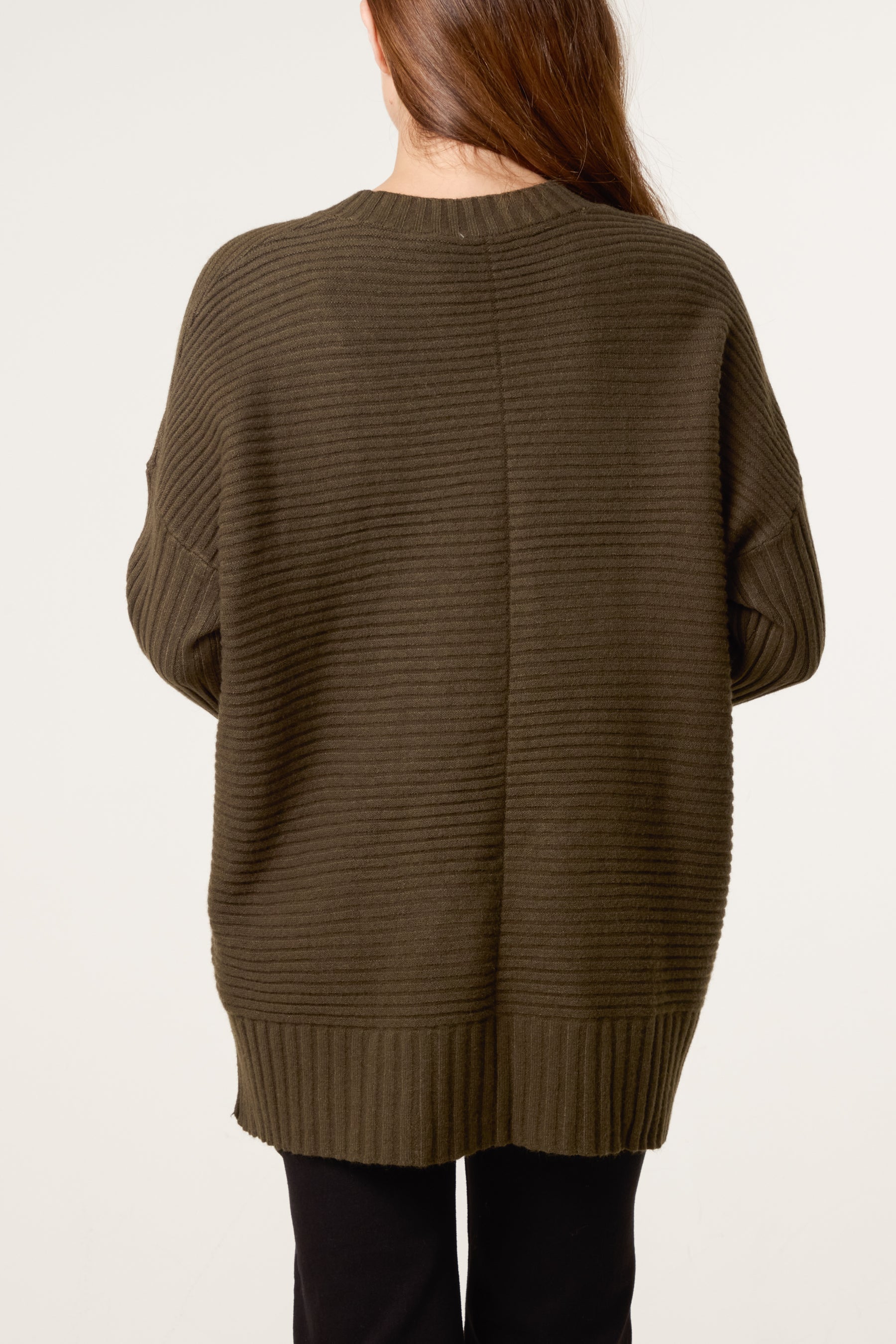 Ribbed Relax Fit V-Neck Jumper