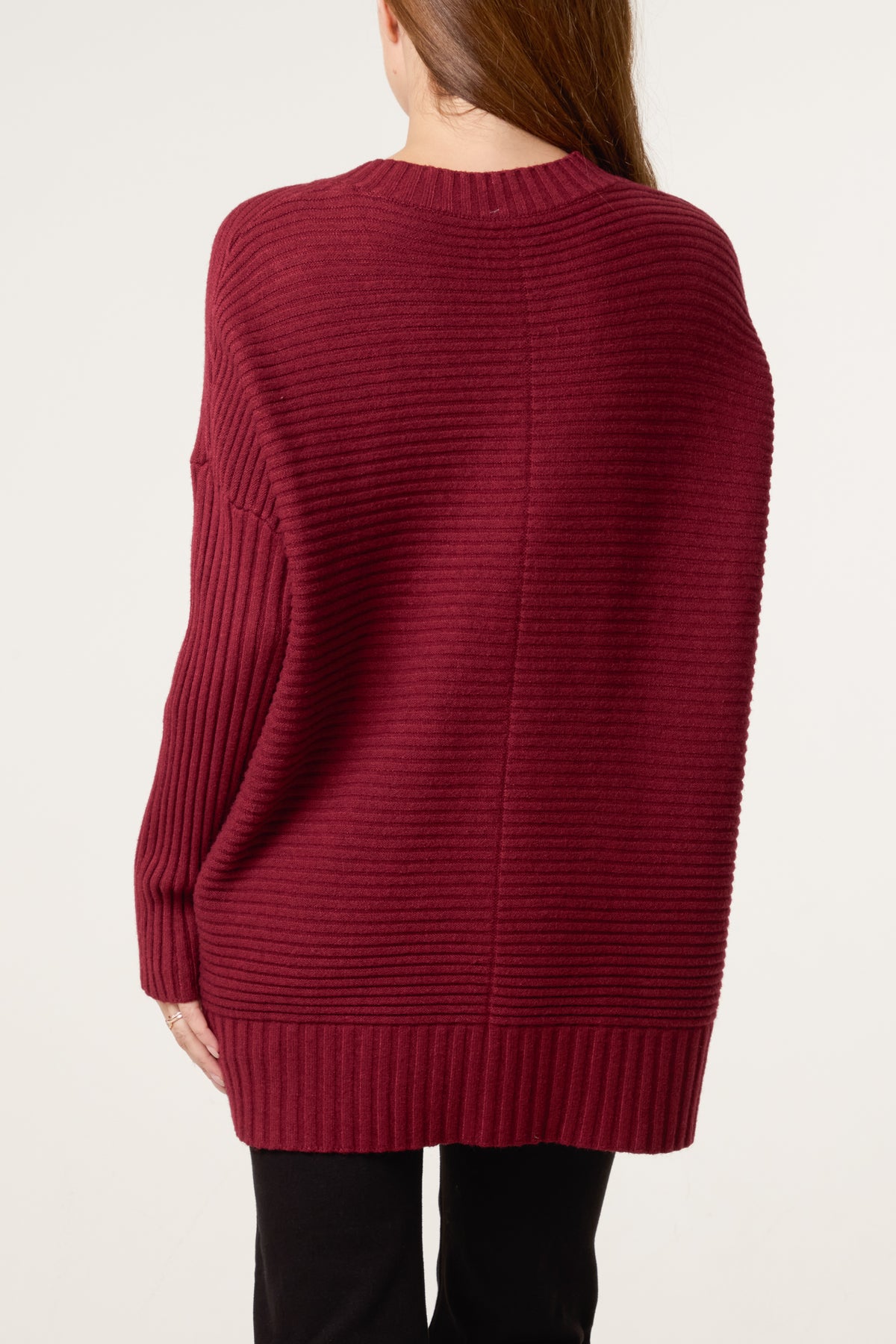 Ribbed Relax Fit V-Neck Jumper