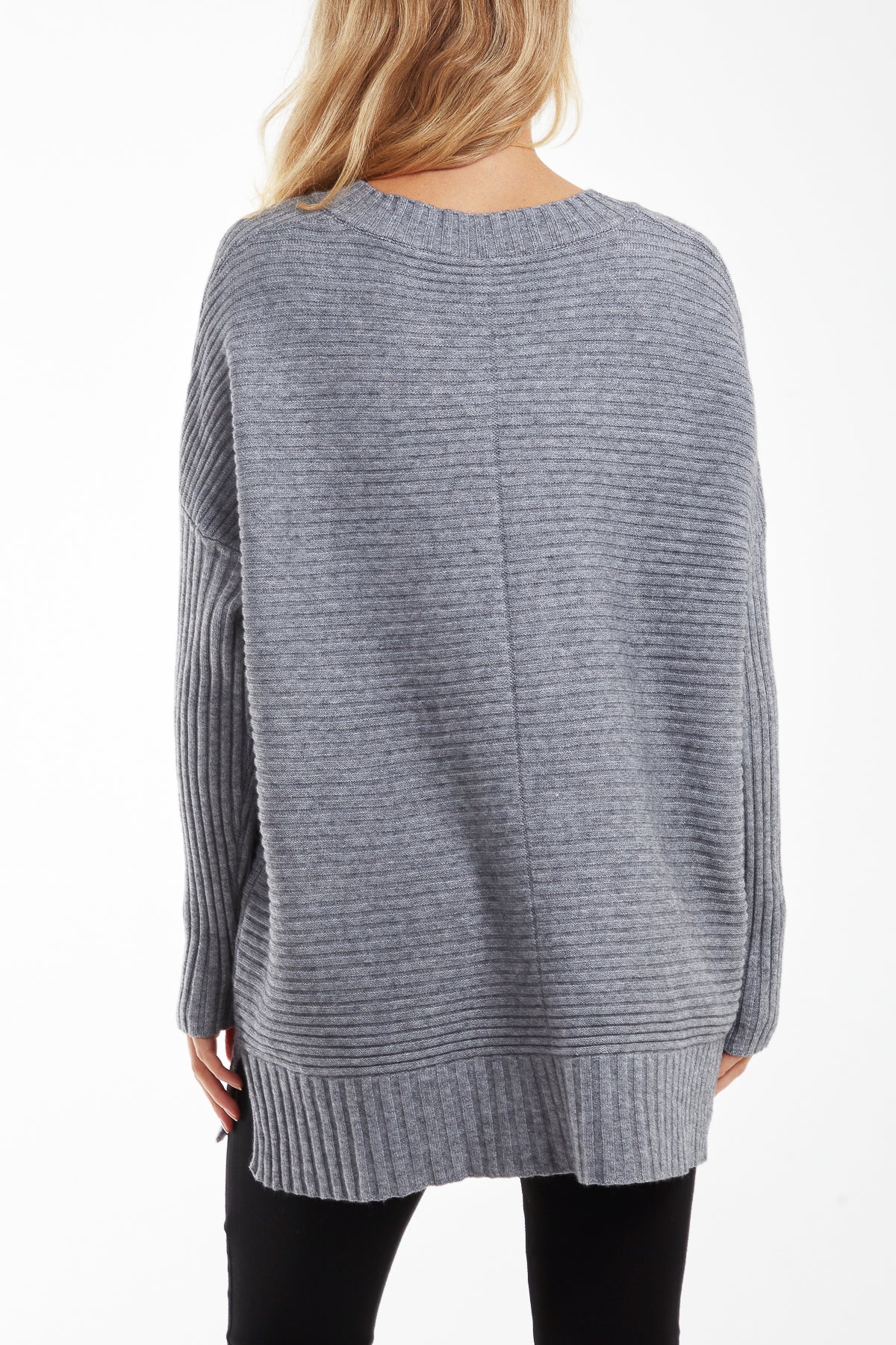 Ribbed Relax Fit V-Neck Jumper