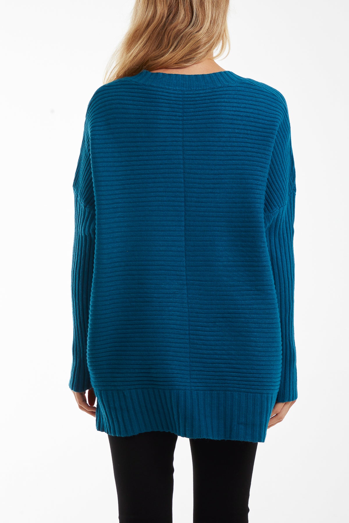 Ribbed Relax Fit V-Neck Jumper