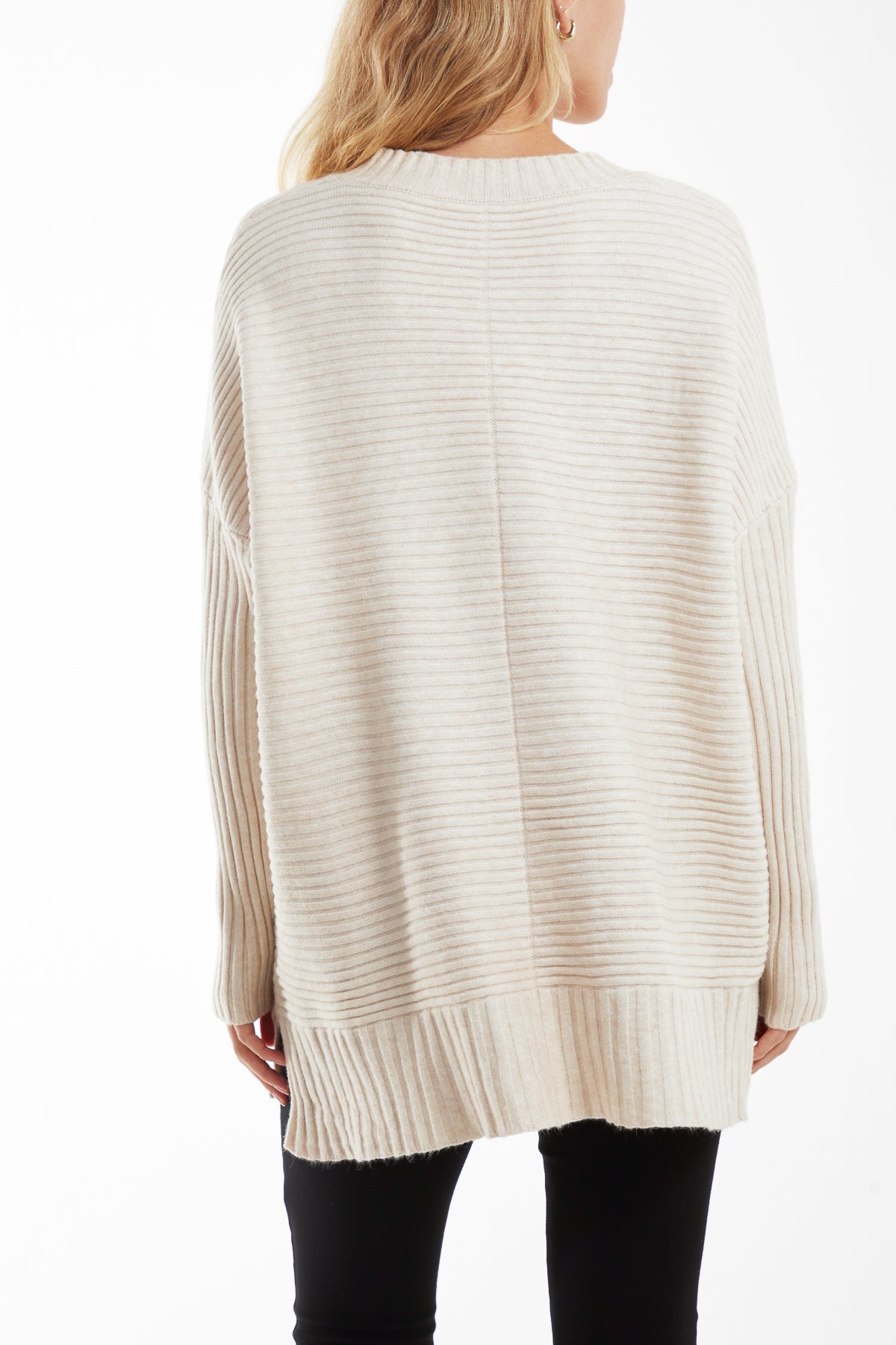 Ribbed Relax Fit V-Neck Jumper
