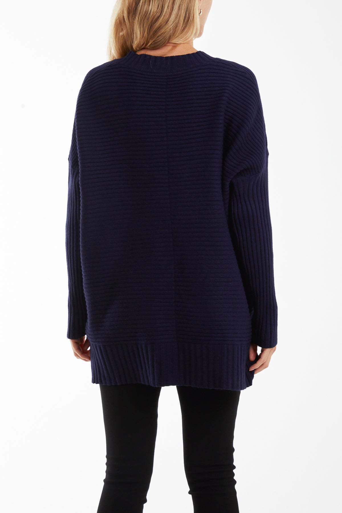Knitted Rib V-Neck Jumper