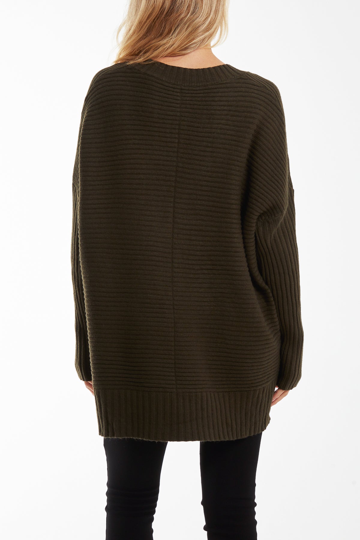 Ribbed Relax Fit V-Neck Jumper