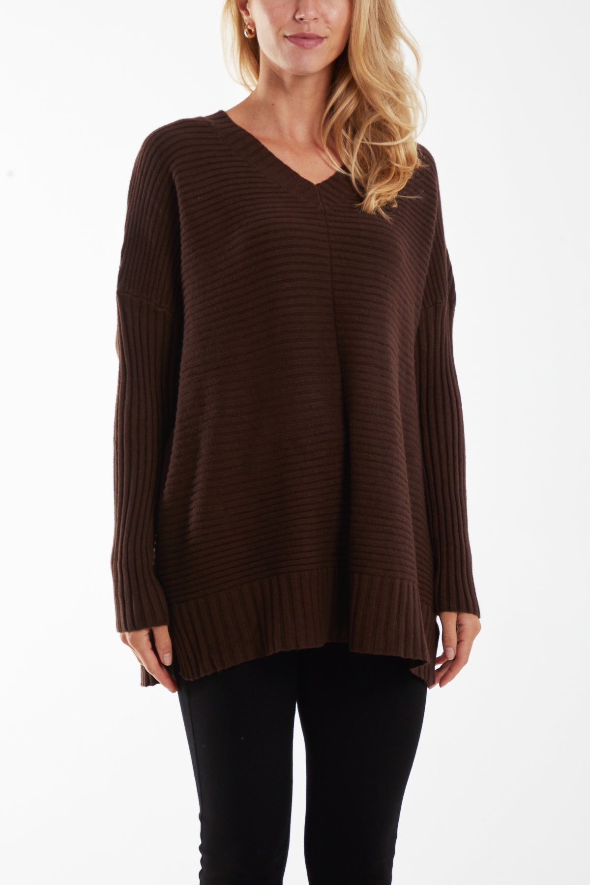Ribbed Relax Fit V-Neck Jumper