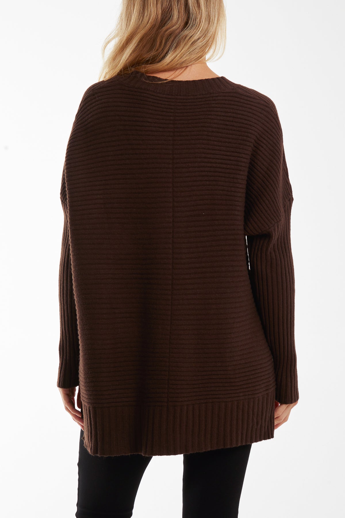 Ribbed Relax Fit V-Neck Jumper