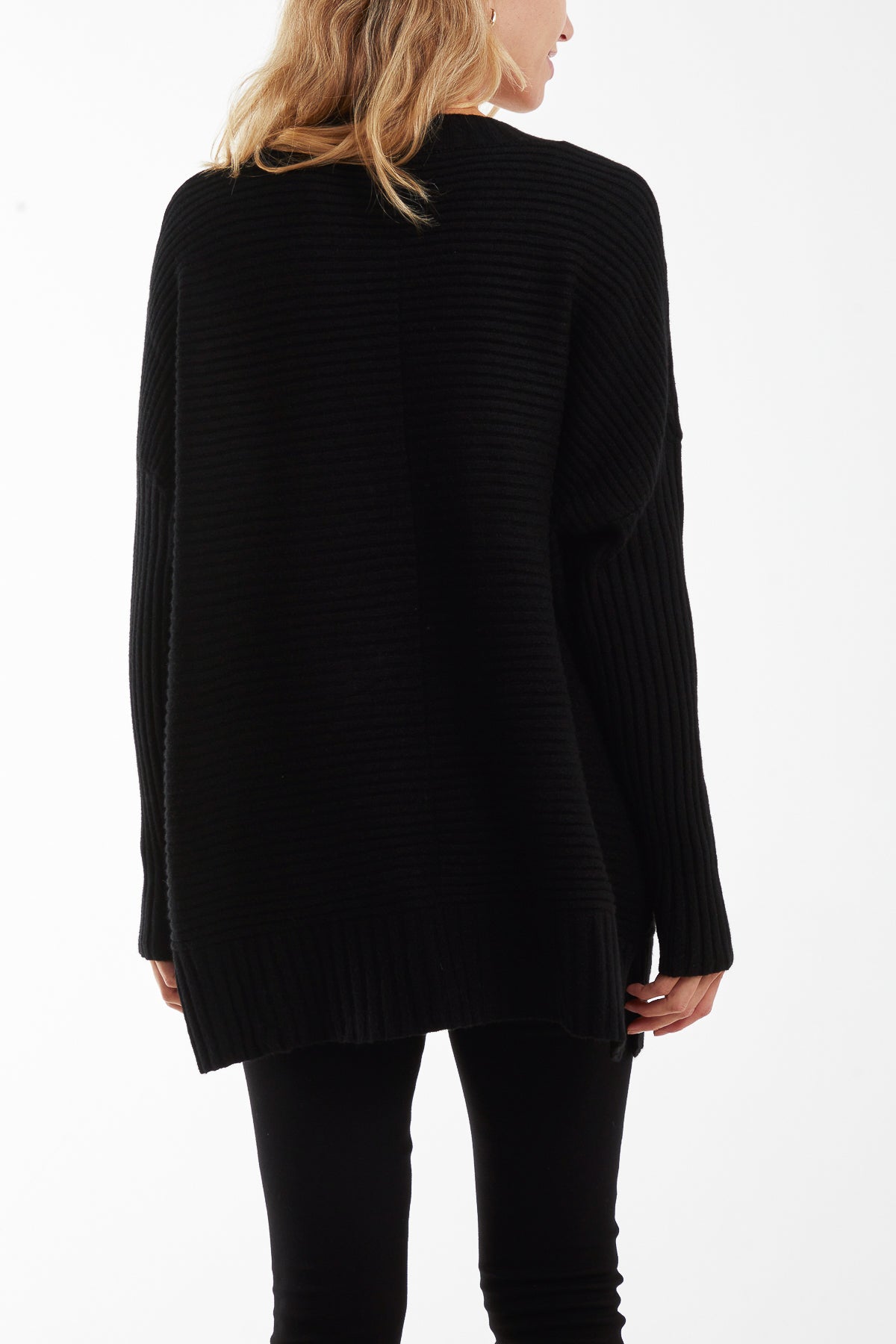Ribbed Relax Fit V-Neck Jumper