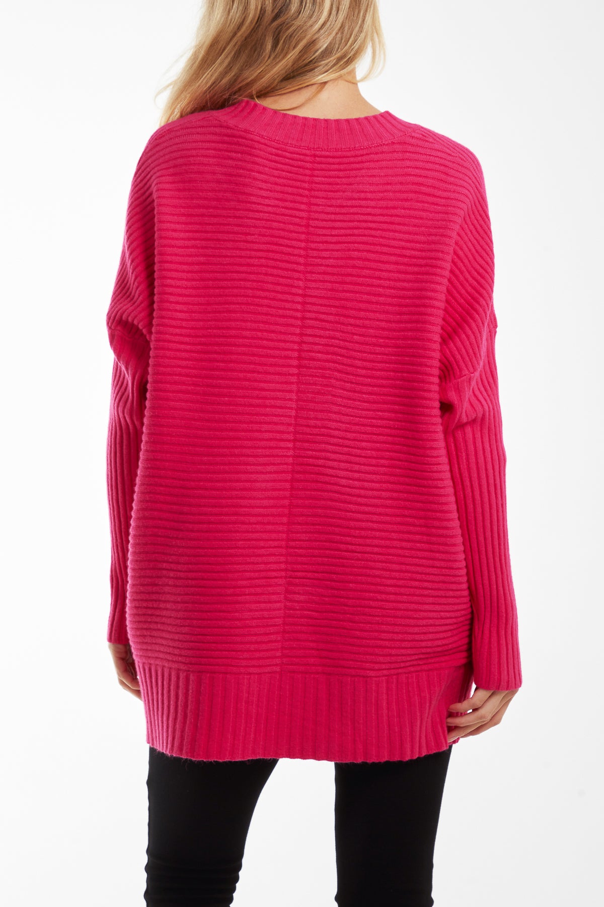 Ribbed Relax Fit V-Neck Jumper