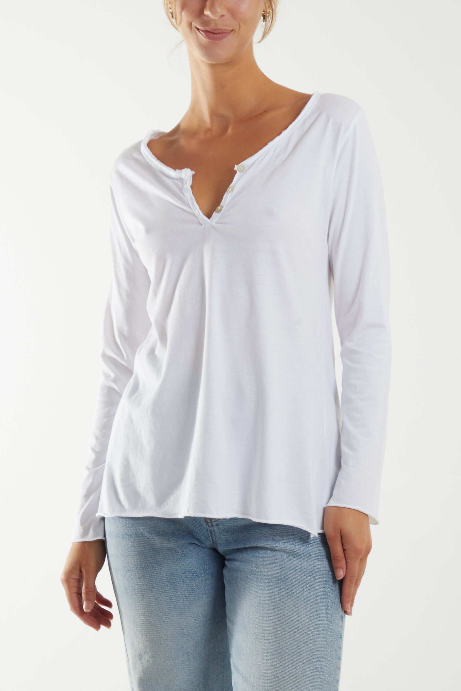 Tortoiseshell Buttons Long Sleeve T-Shirt