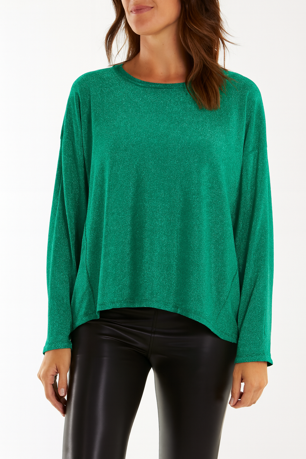 Round Neck Long Sleeve Shimmer Top