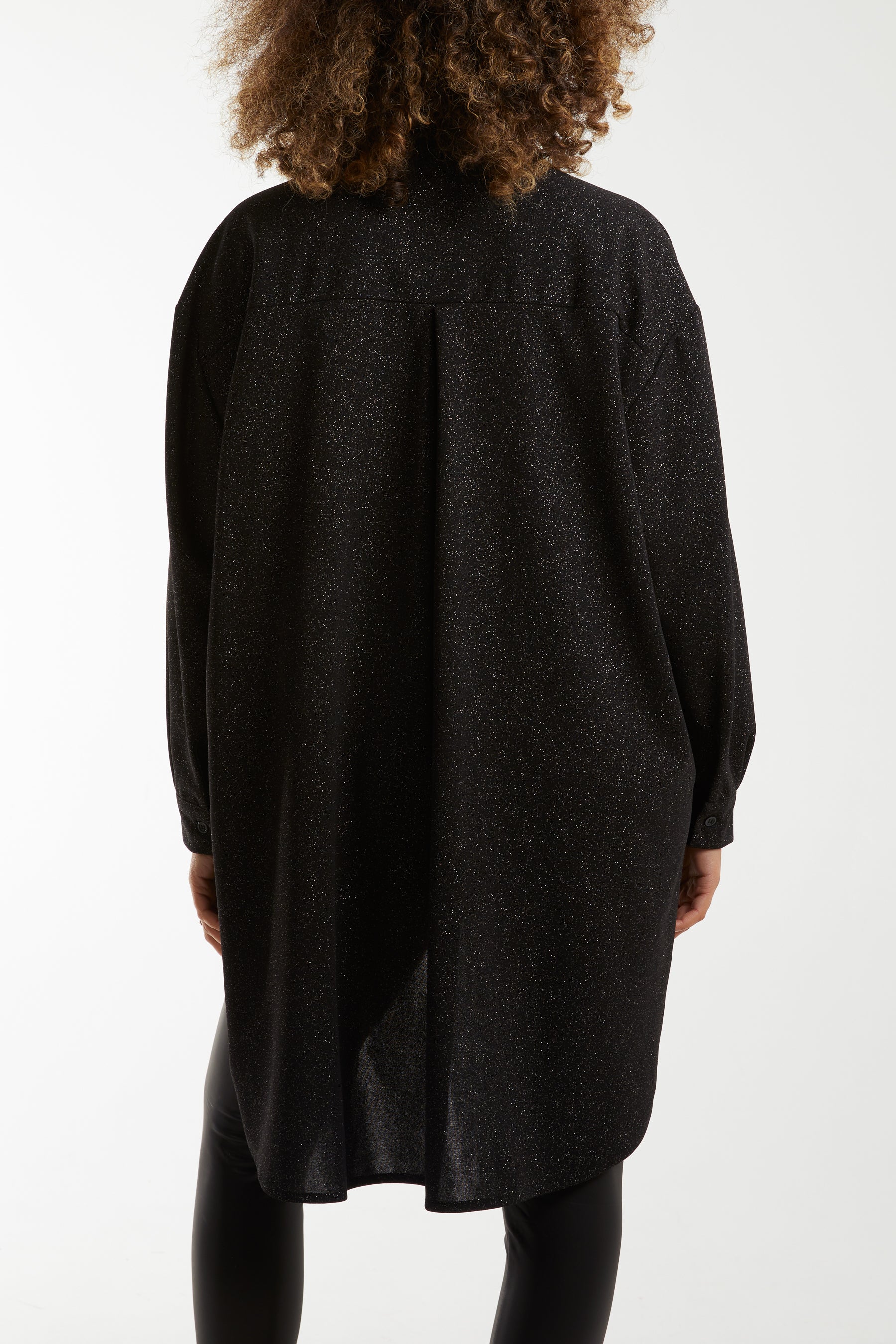 Glitter Oversized Long Sleeve Shirt