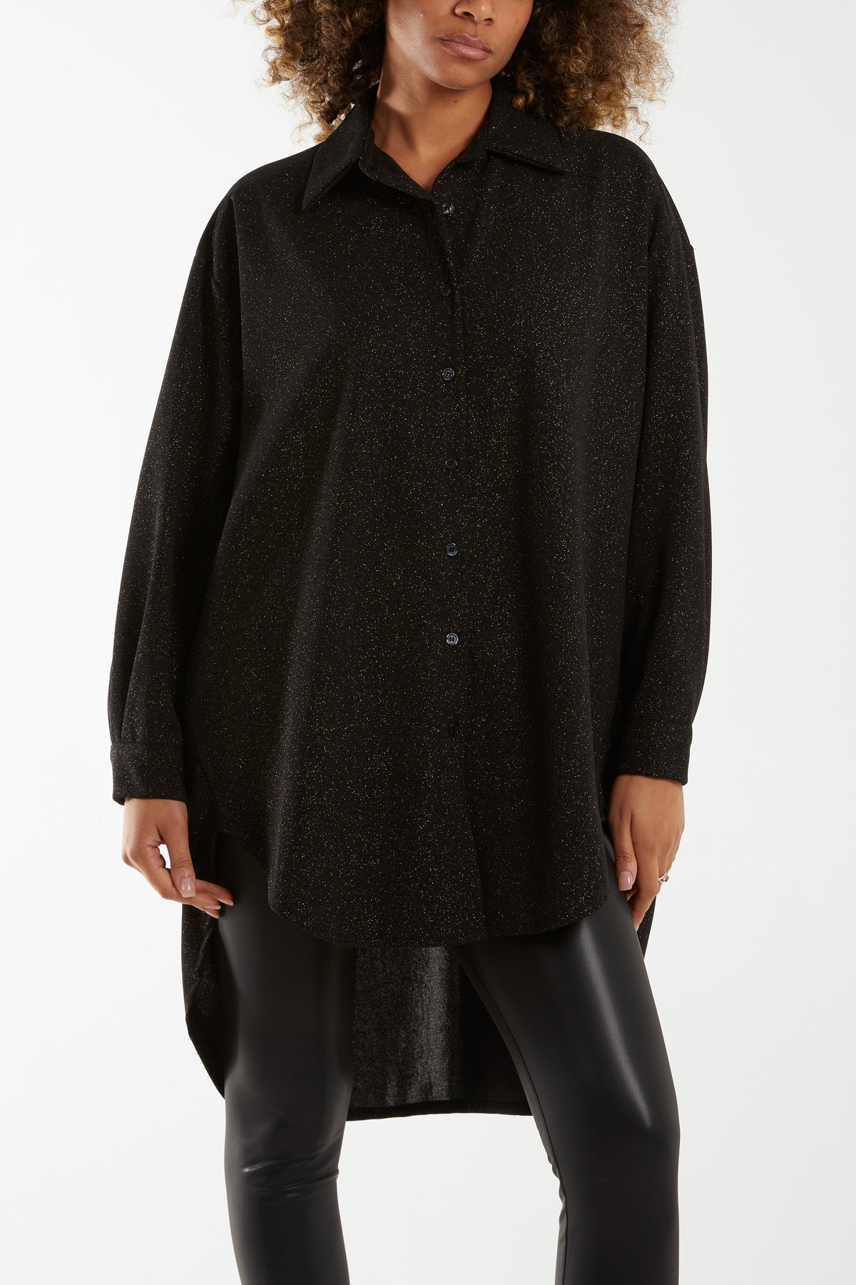 Glitter Oversized Long Sleeve Shirt