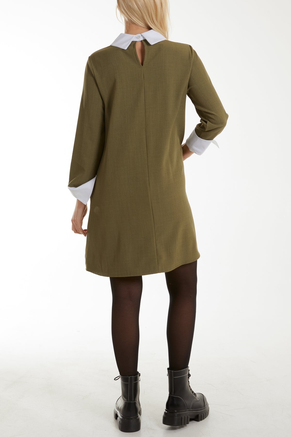 Collar & Cuff A Line Side Pocket Dress